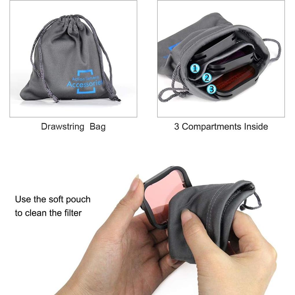 Filtros Submarinos QiuNiu para GoPro Hero 5, 6 y 7 - Paquete de 3