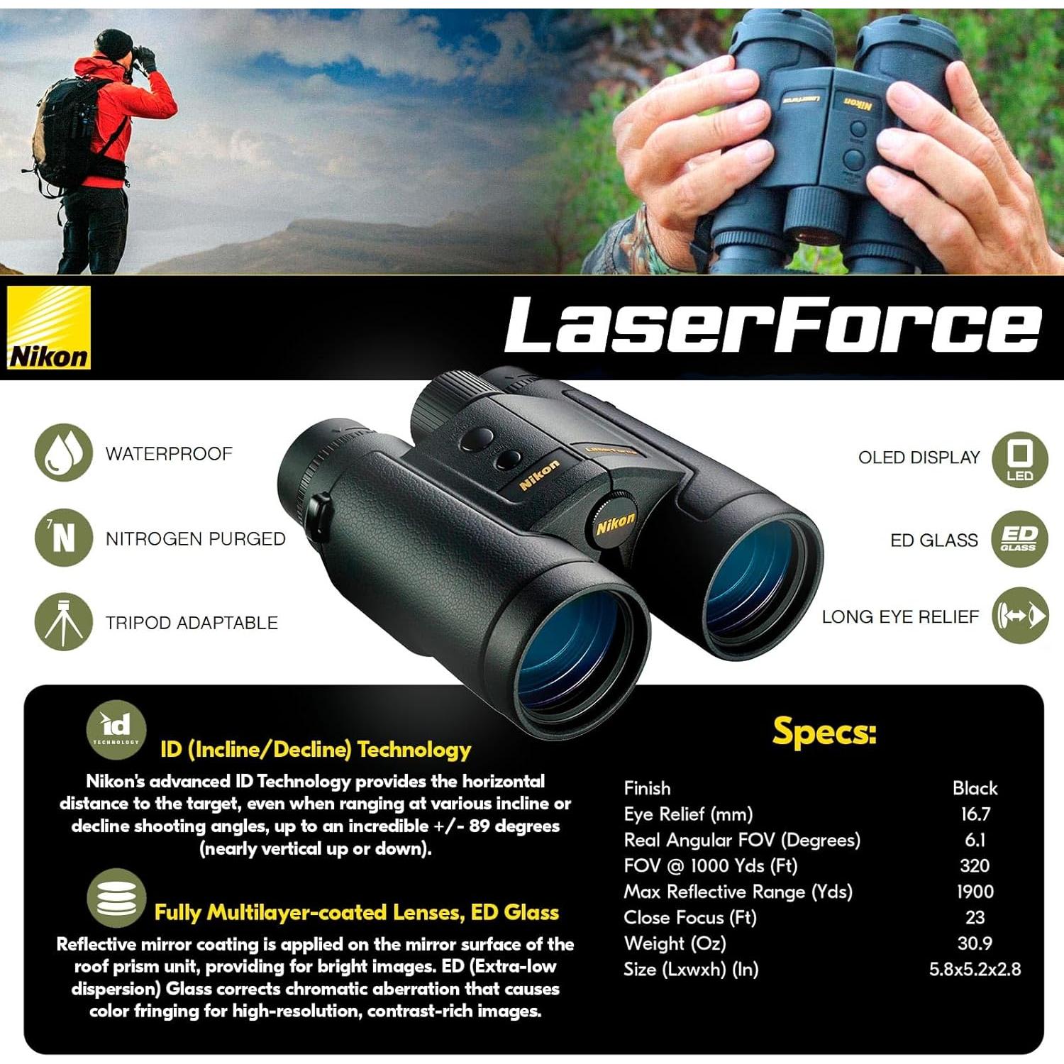 Binoculares de Rango Nikon LaserForce 10x42 Impermeables