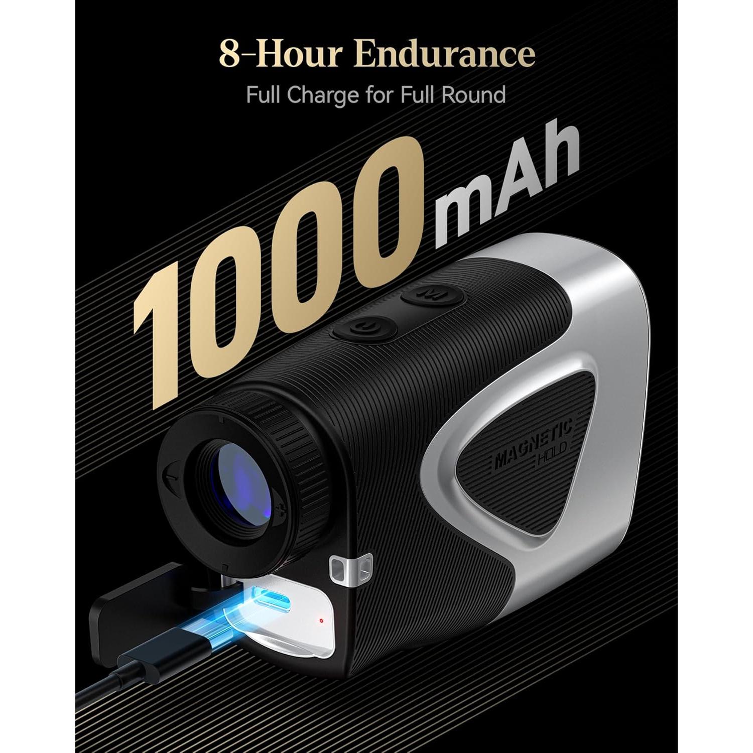 REDTIGER Range Finder Golf, 1200 Yards Golf Rangefinder with Slope, Light-Adaptive Display, 7X Magnification, Flag Lock Vibration, Rechargeable Laser Range Finder with Magnet, GolfVue Series 2