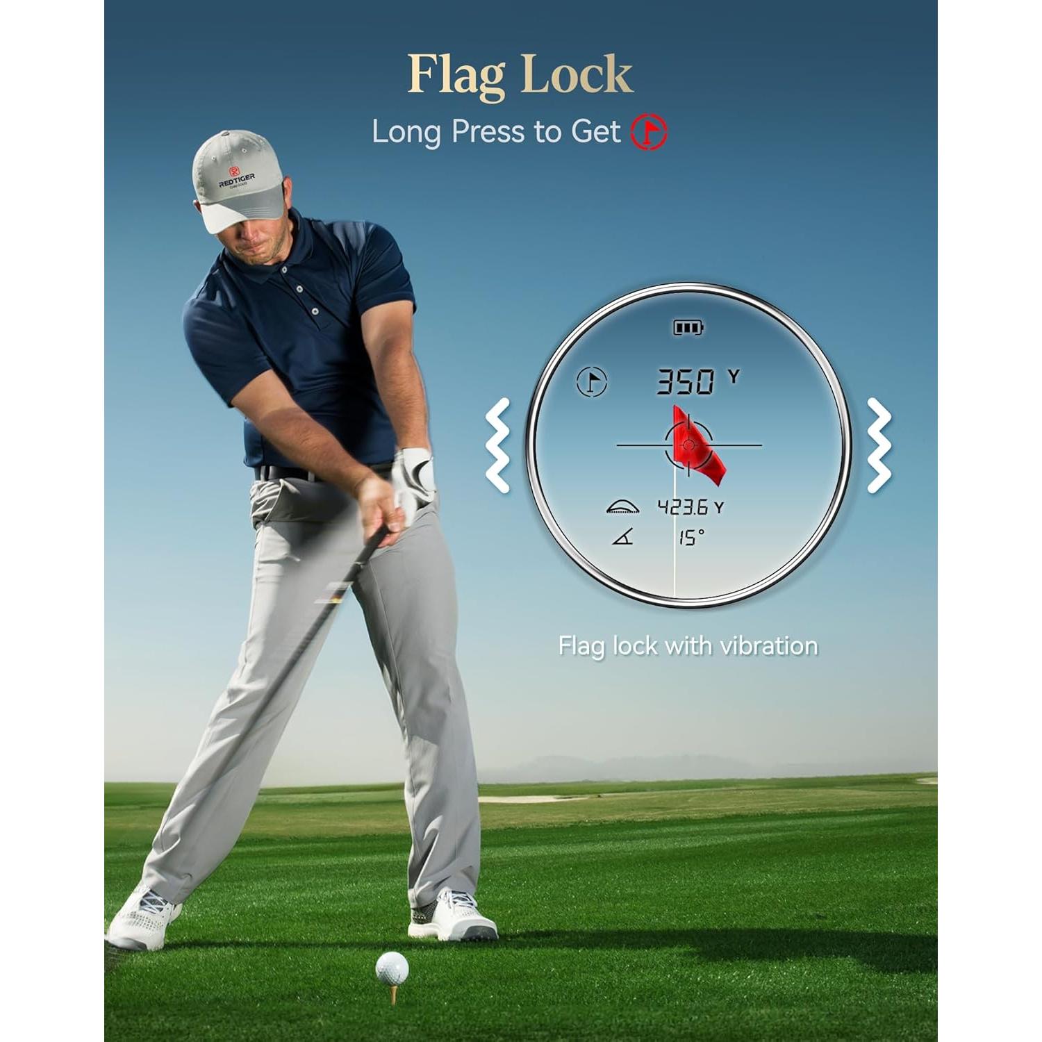 REDTIGER Range Finder Golf, 1200 Yards Golf Rangefinder with Slope, Light-Adaptive Display, 7X Magnification, Flag Lock Vibration, Rechargeable Laser Range Finder with Magnet, GolfVue Series 2