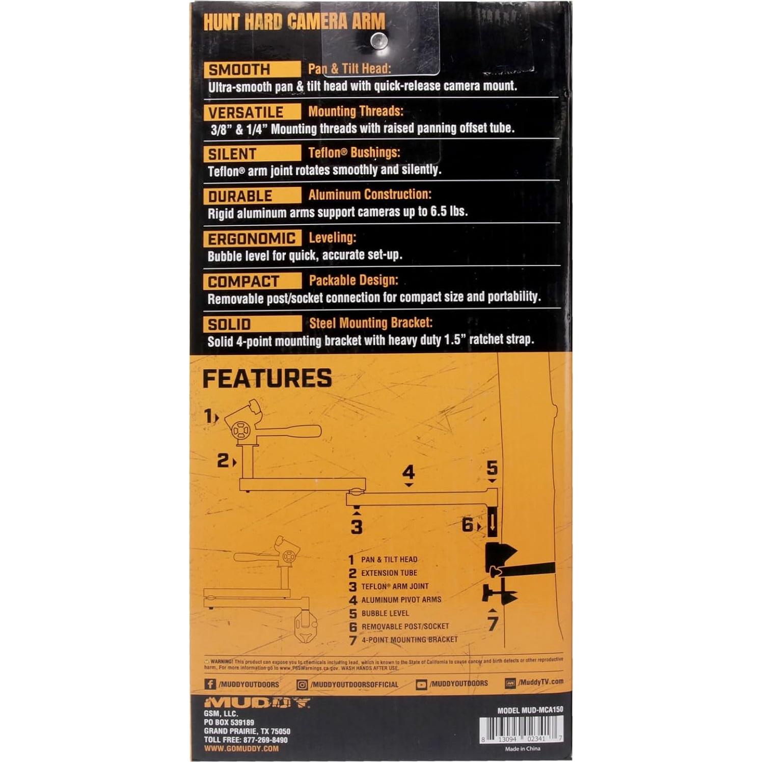 Brazo de Cámara Muddy Hunt Hard 61 cm Aluminio Ligero Ajustable