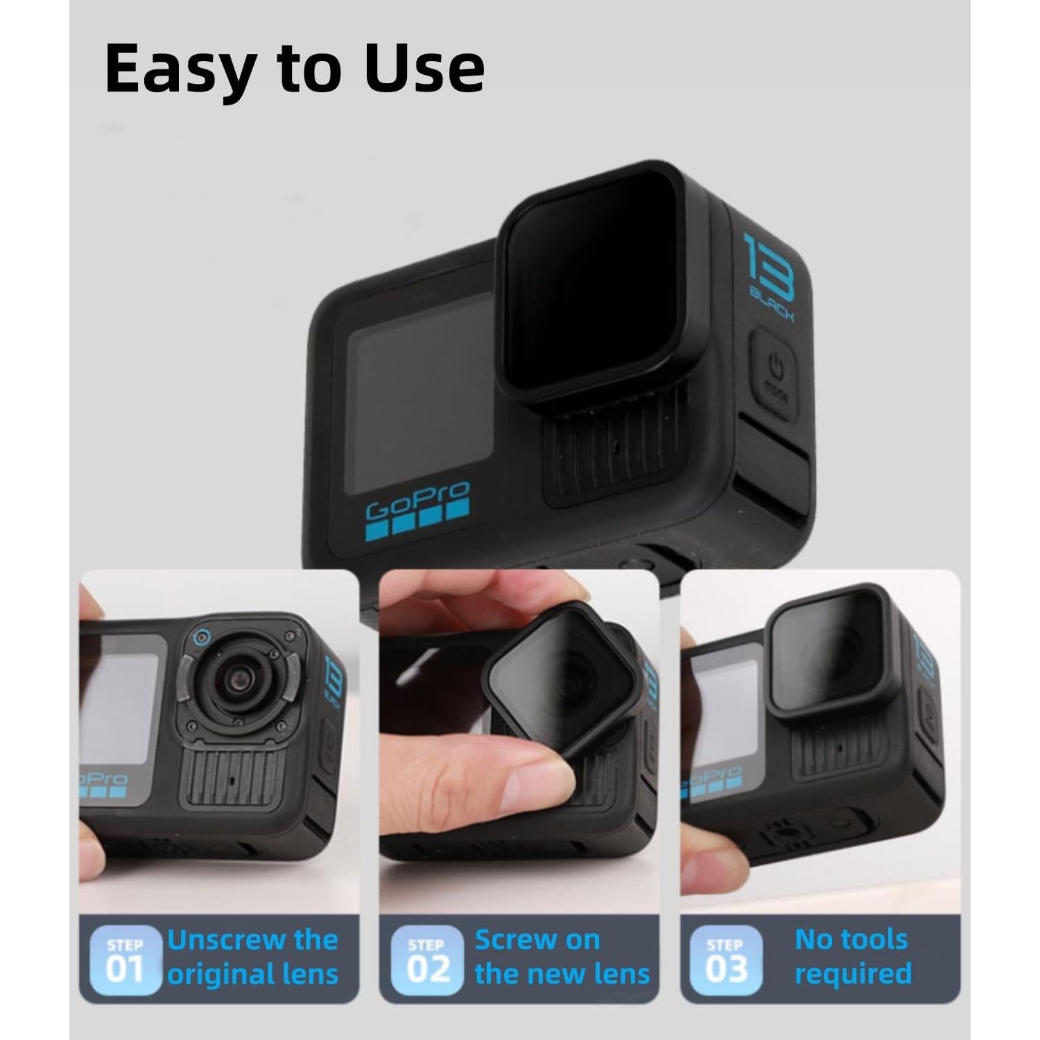 Lente UV de Reemplazo para Gopro Hero 9/10/11/12/13 Black