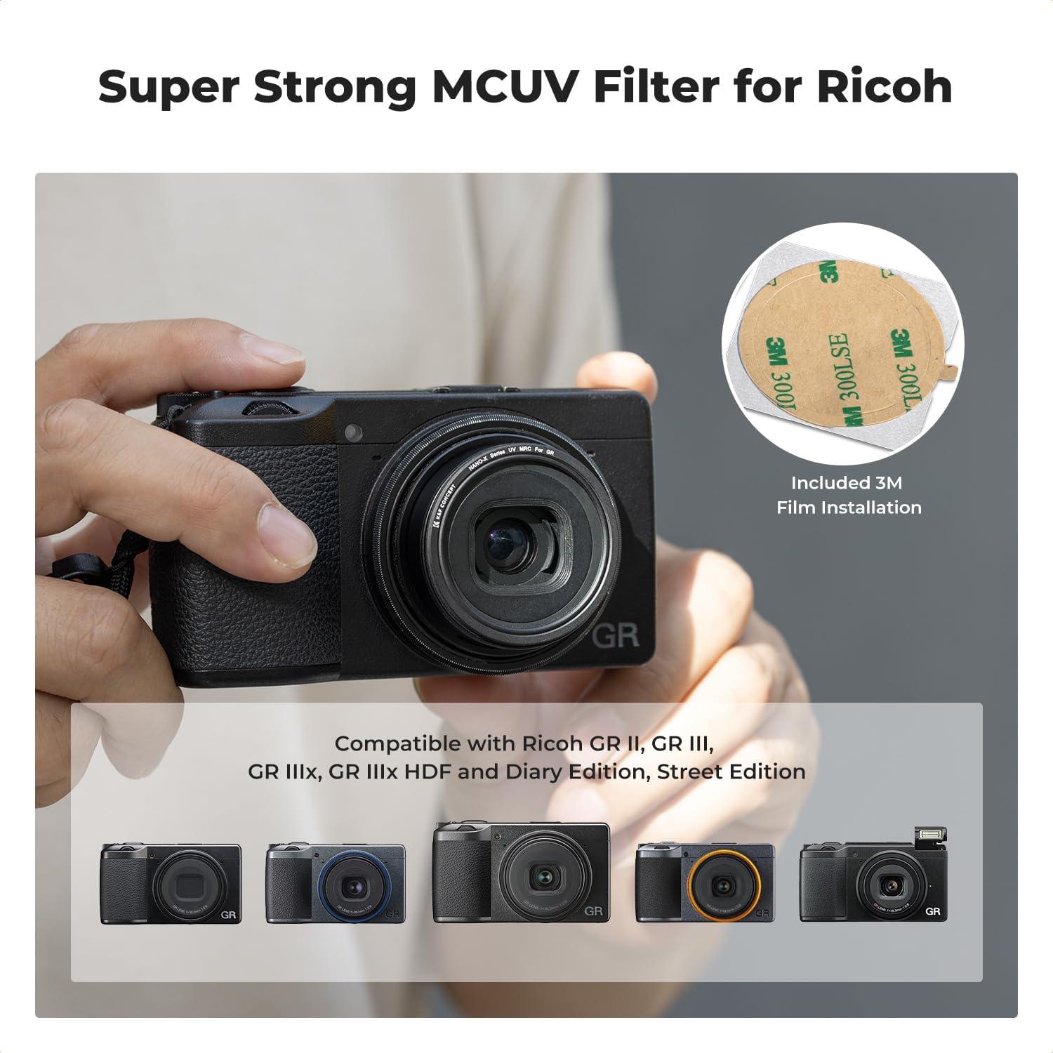 Filtro UV Protector K&F CONCEPT para Ricoh GR II/III/IV - Ultra Delgado 28 Capas