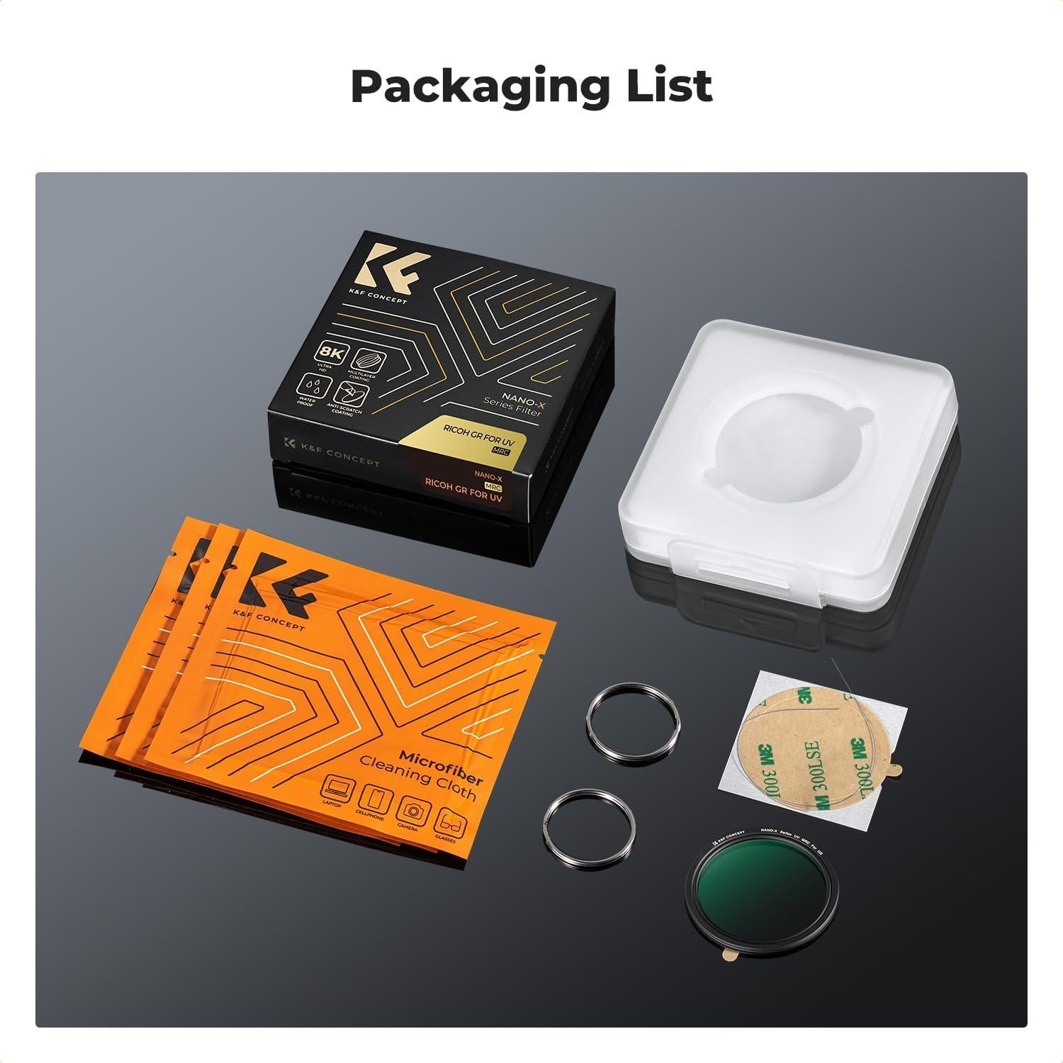 Filtro UV Protector K&F CONCEPT para Ricoh GR II/III/IV - Ultra Delgado 28 Capas