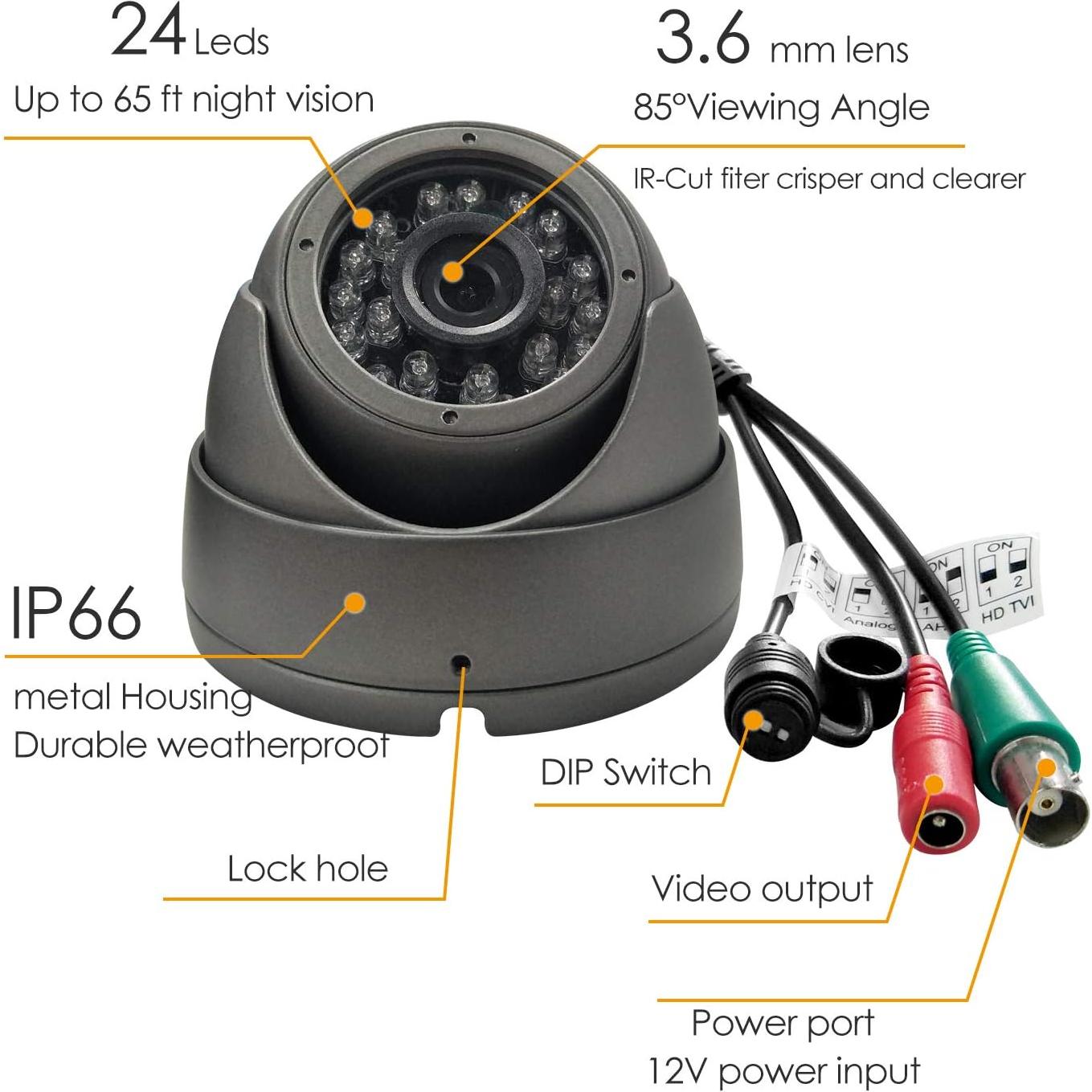 Cámara de Seguridad Domo CUMCITIN HD 1080P IR 24 LED Gris