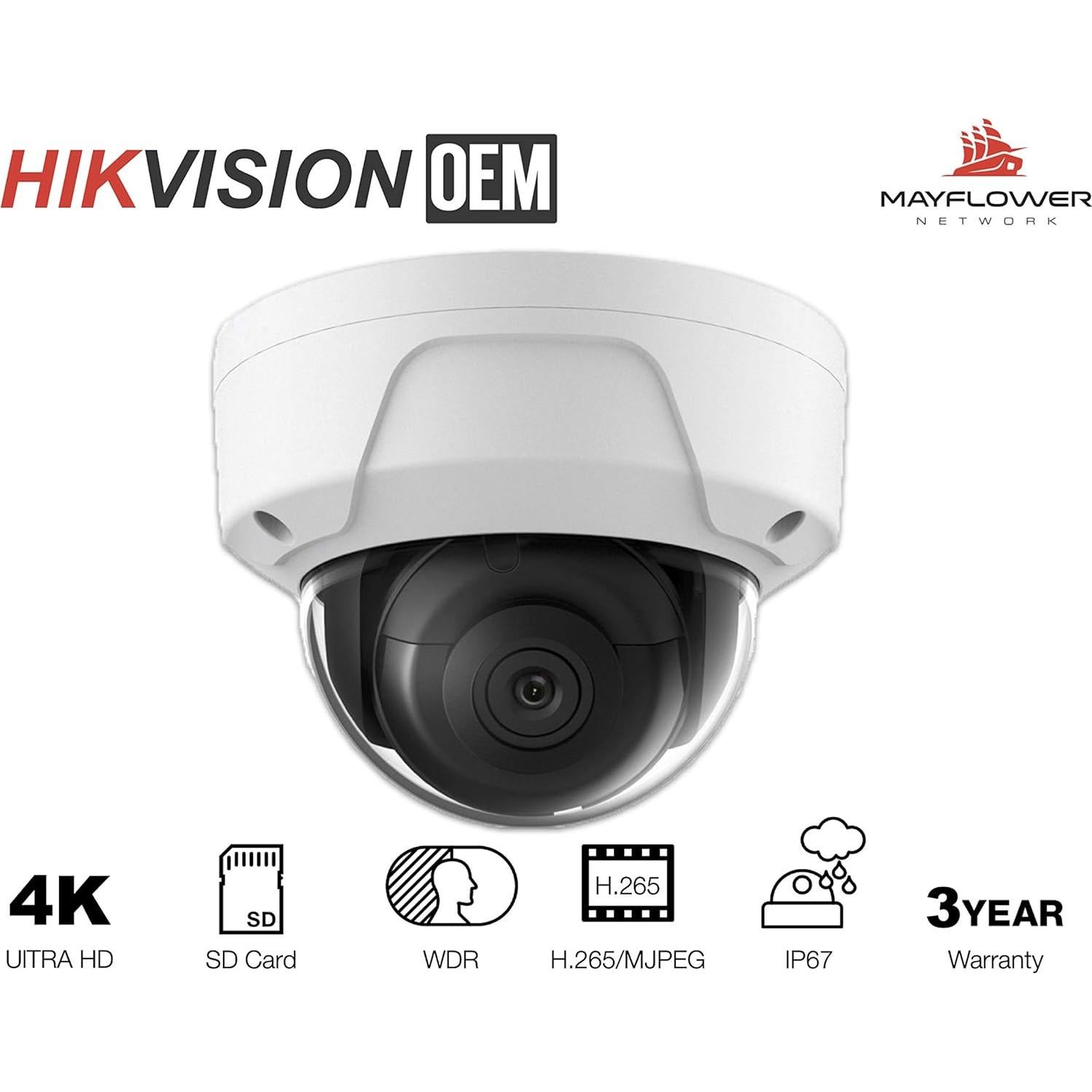 Cámara IP PoE 8MP Hikvision Mini Domo 6mm Visión Nocturna