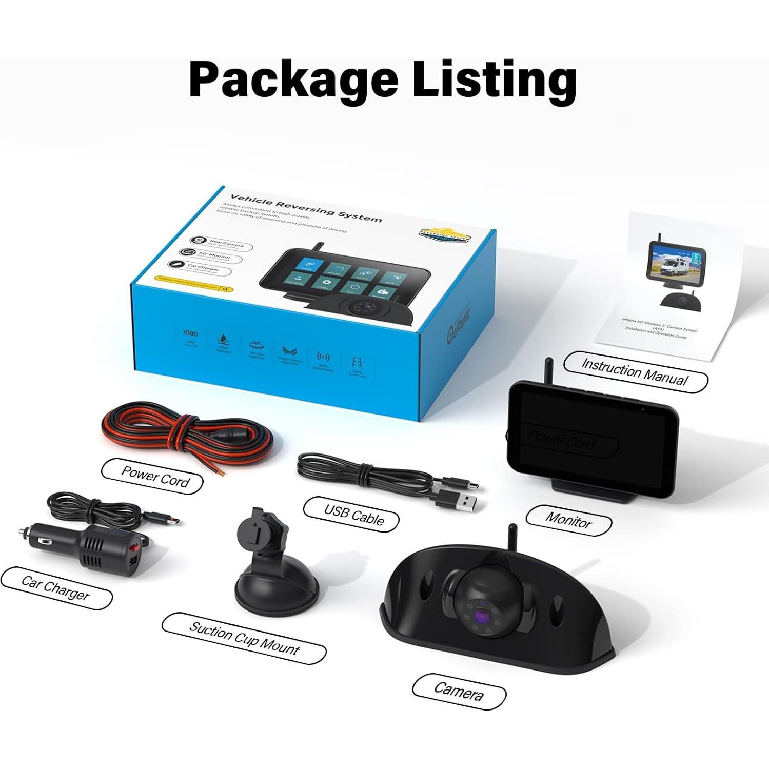 Cámara de Respaldo Inalámbrica eRapta RV 5" 1080P con Monitor