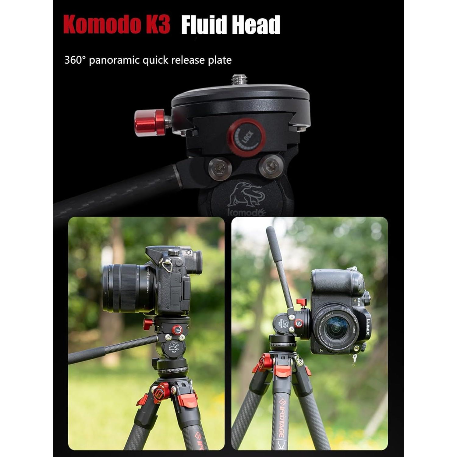 Trípode IFOOTAGE Gazelle TC3B+K3 de Carbono 1kg para Fotografía