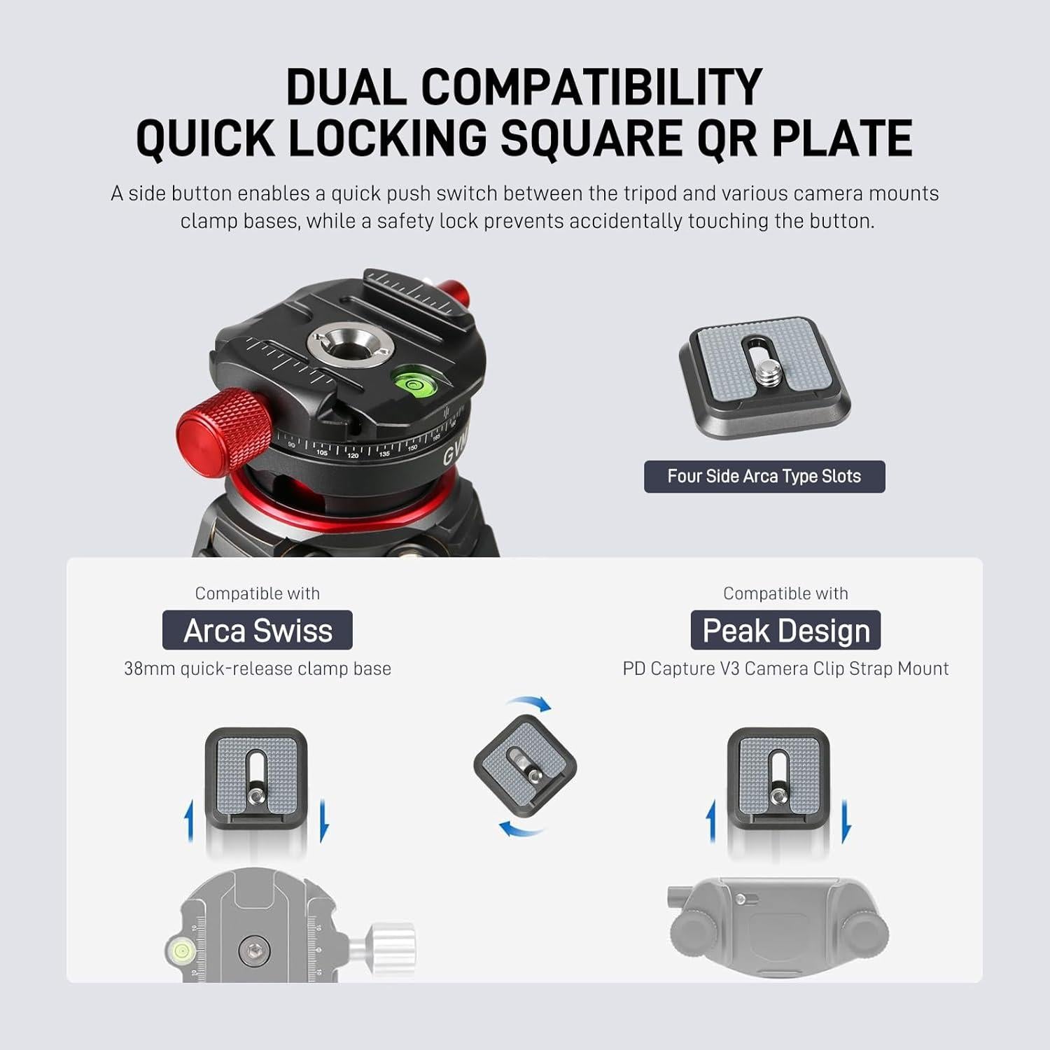 Trípode de Cámara GVM TRIP-38 de Fibra de Carbono 62"
