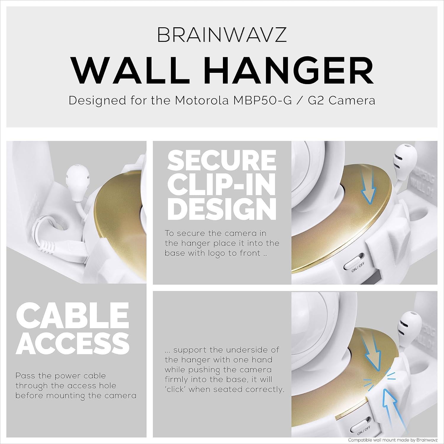 Soporte de Pared Inclinado Brainwavz para Cámara Motorola MBP50-G
