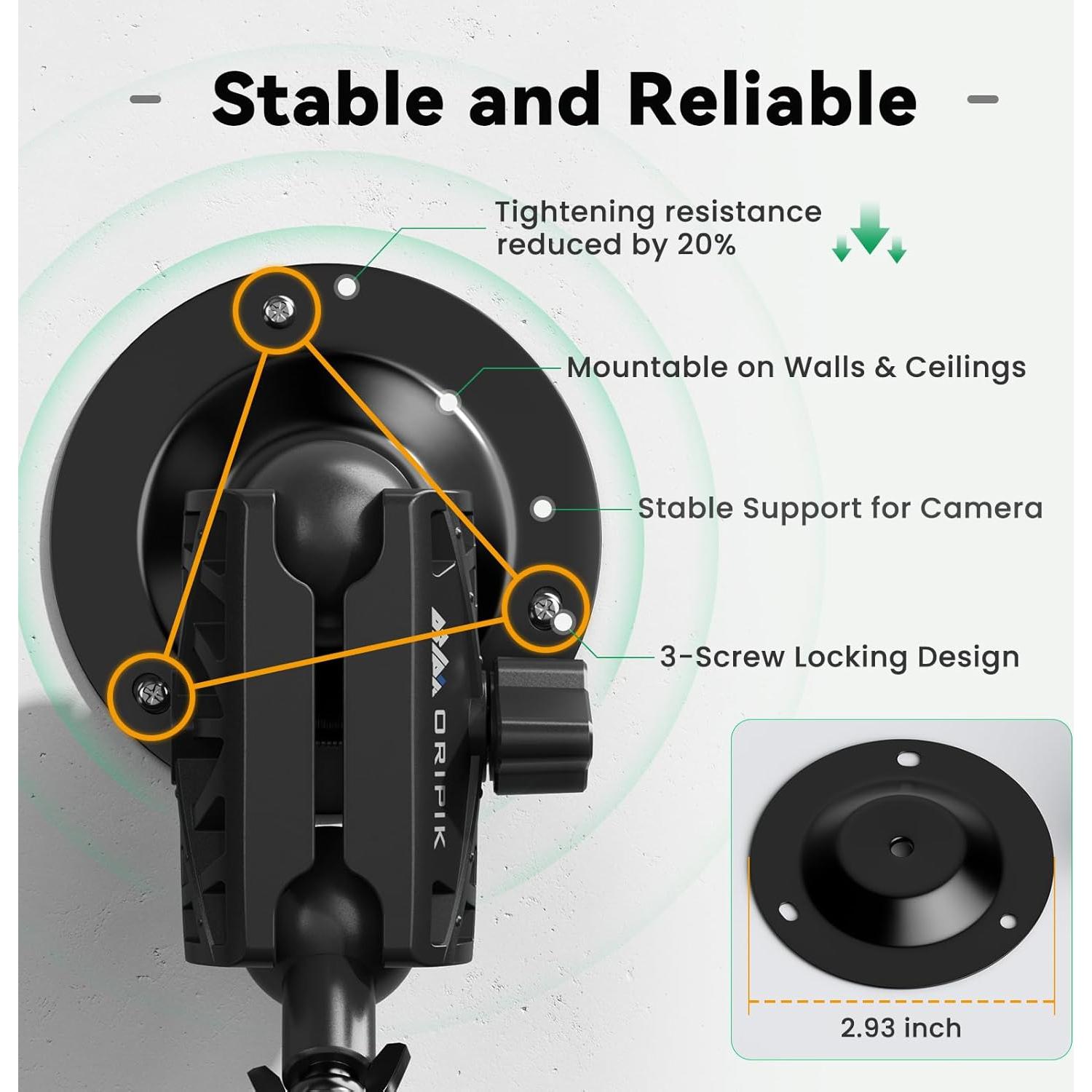 Soporte de Pared Ajustable ORIPIK para Cámara 360° - 2 Paquetes