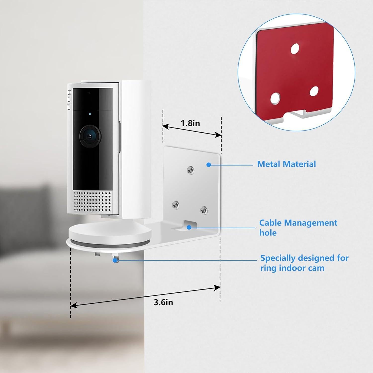 Soporte de Pared para Cámara Interior Ring - Metal Blanco (2 Pack)