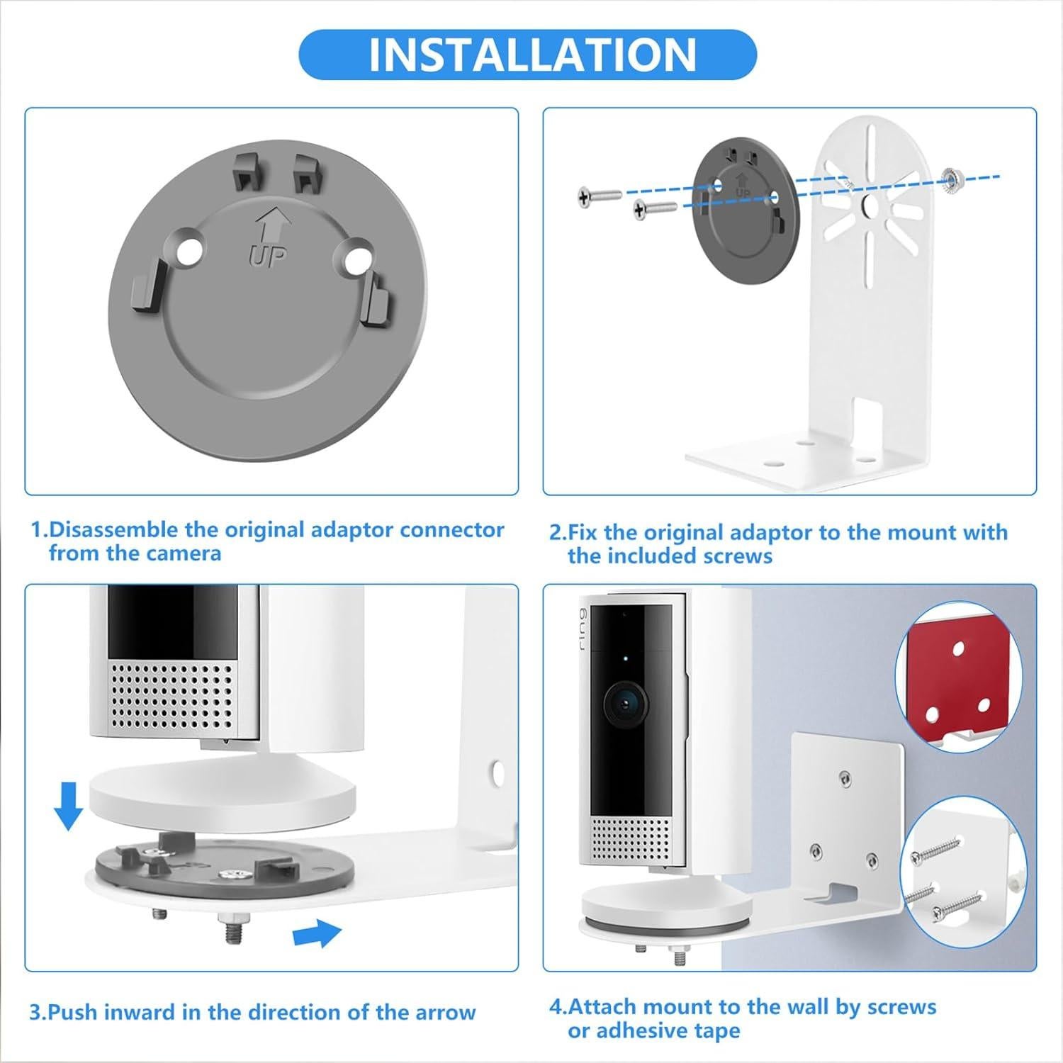 Soporte de Pared para Cámara Interior Ring - Metal Blanco (2 Pack)