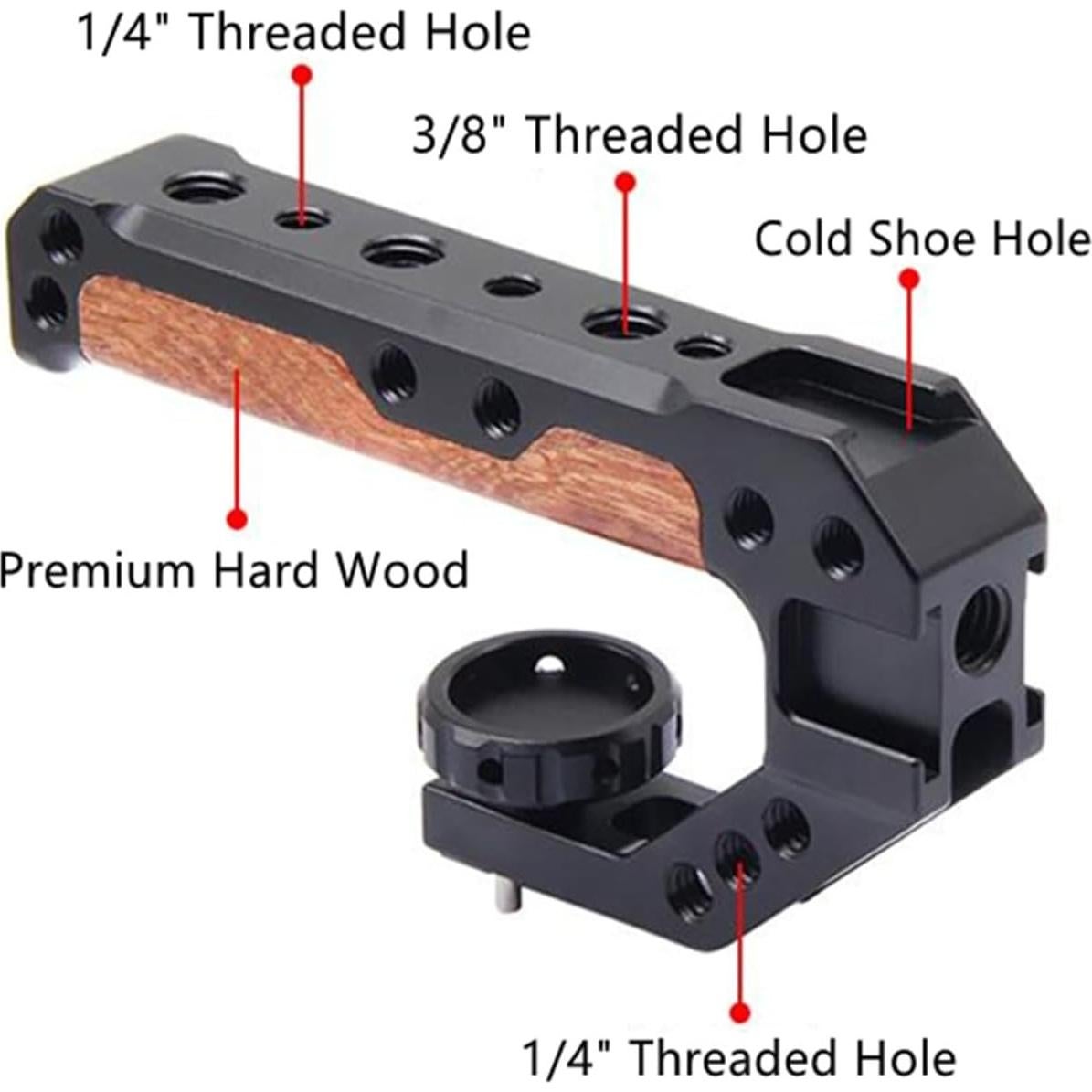 Mango Superior de Madera FUGASUN para Cámara DSLR con 3 Zapatas Frías