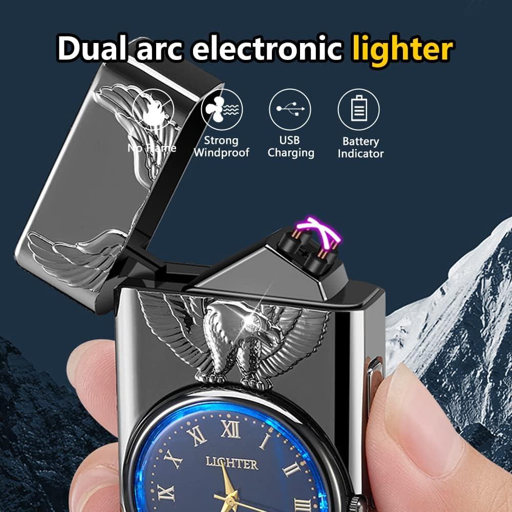 Encendedor Eléctrico GADATOP Águila Negro - Plasma a Prueba de Viento