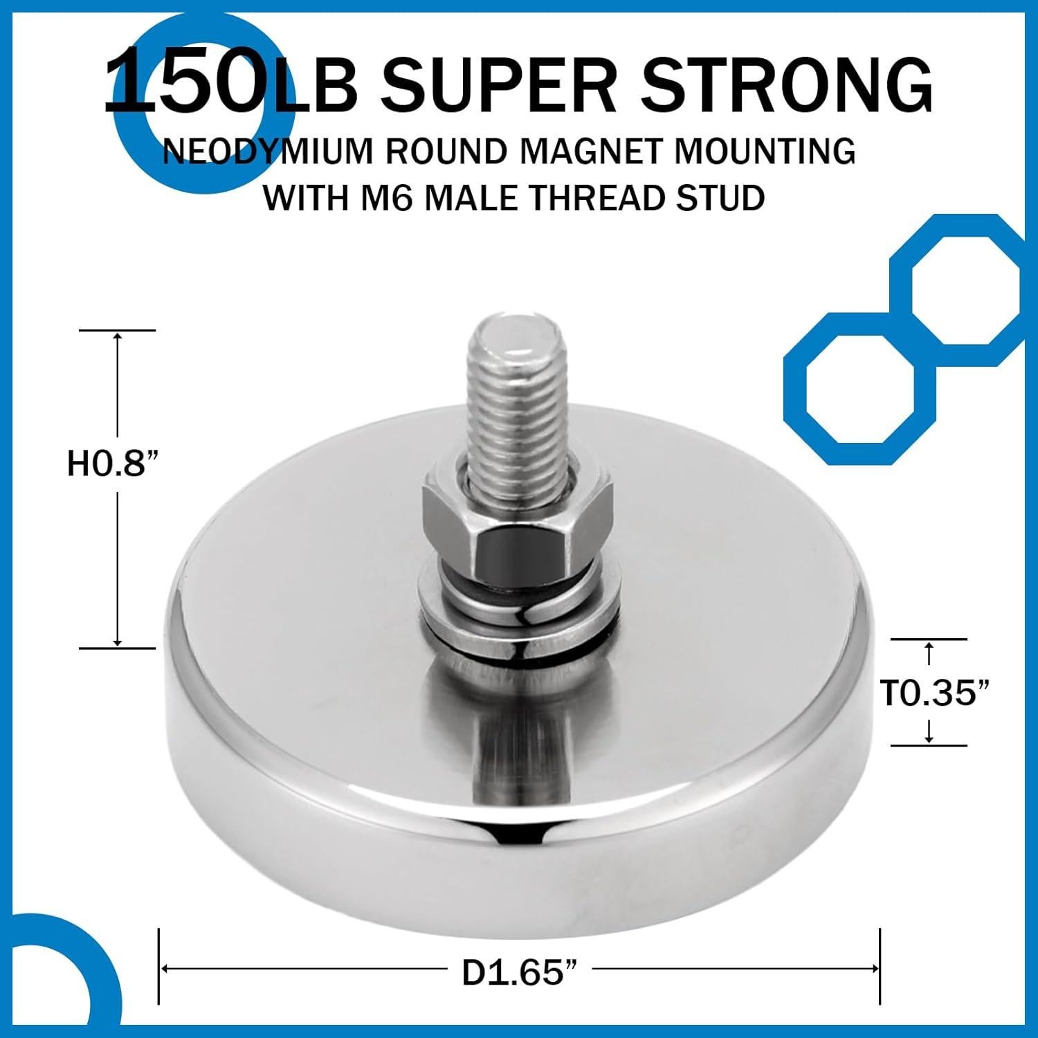 Imán Redondo Neodimio Flutesan 4 Piezas 68kg M6