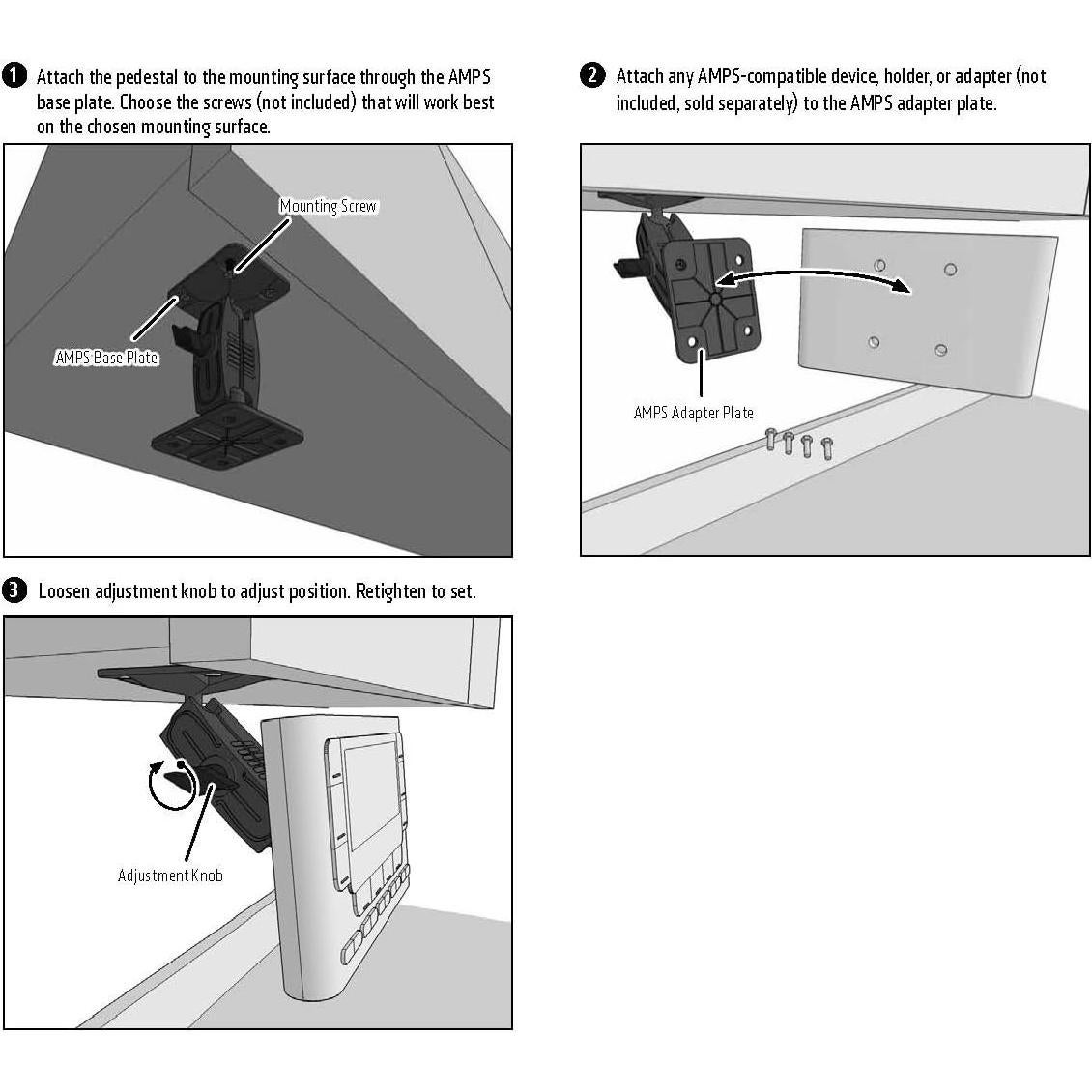 Soporte Arkon RMS2XAMPS 10.5 cm para Coche y Pared Negro