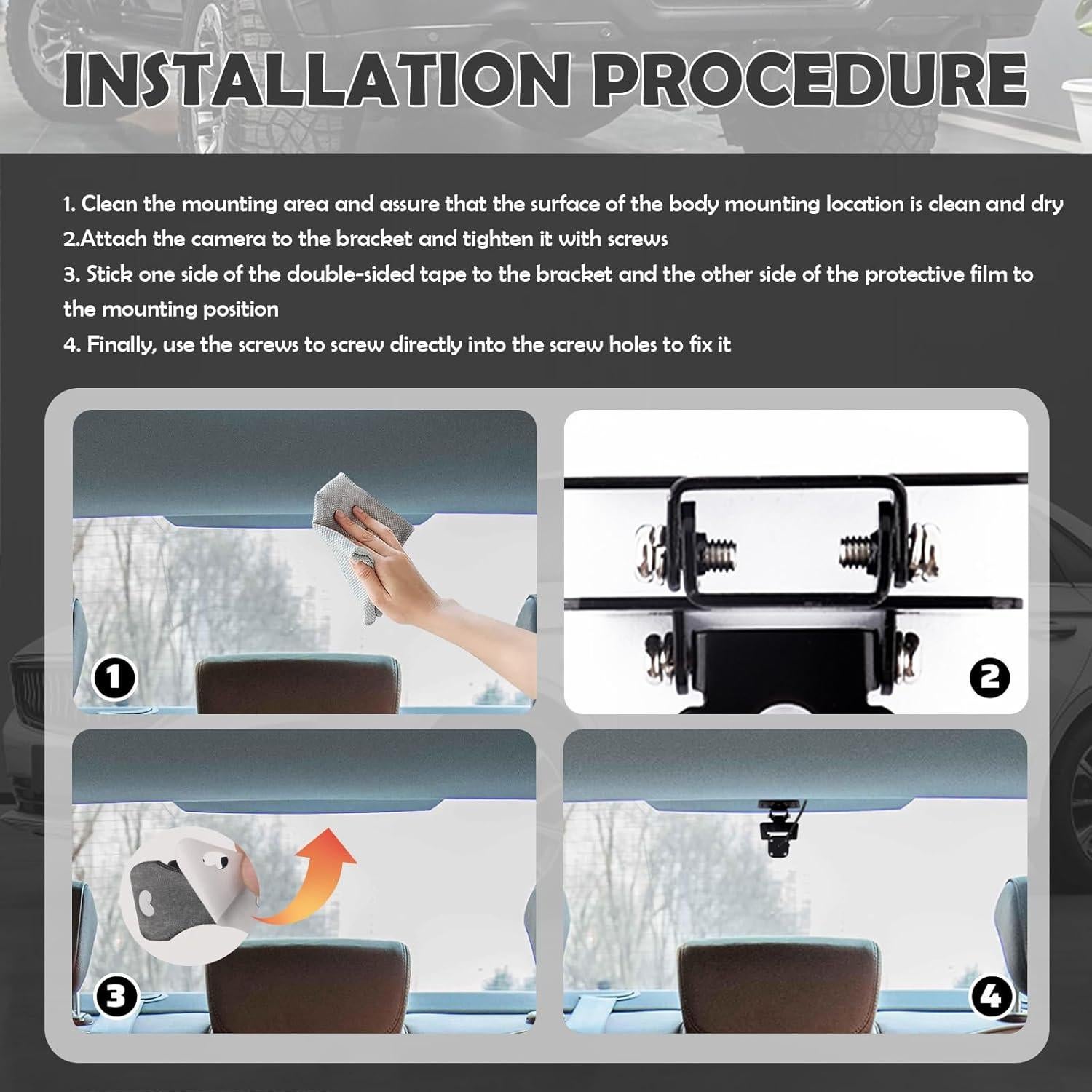 Kit de Montaje de Cámara de Respaldo Figpade - 4 Soportes Ajustables