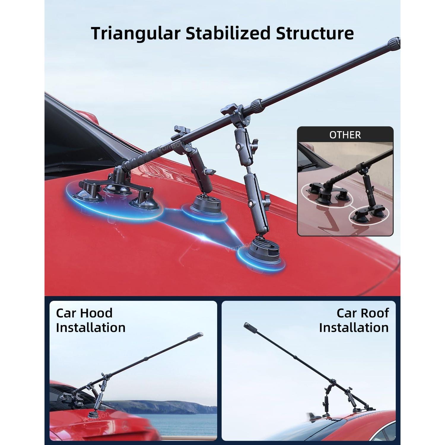 Kit Soporte de Ventosa 5 en 1 Vamson para Cámaras de Acción