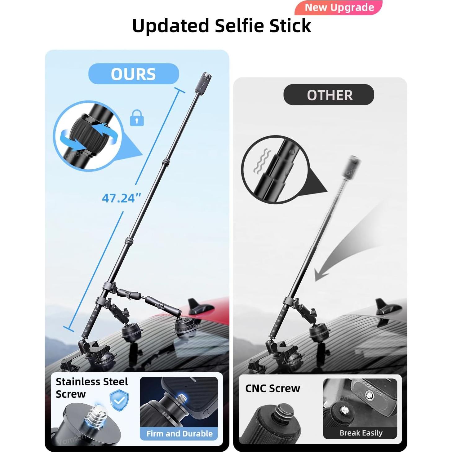 Kit Soporte de Ventosa 5 en 1 Vamson para Cámaras de Acción