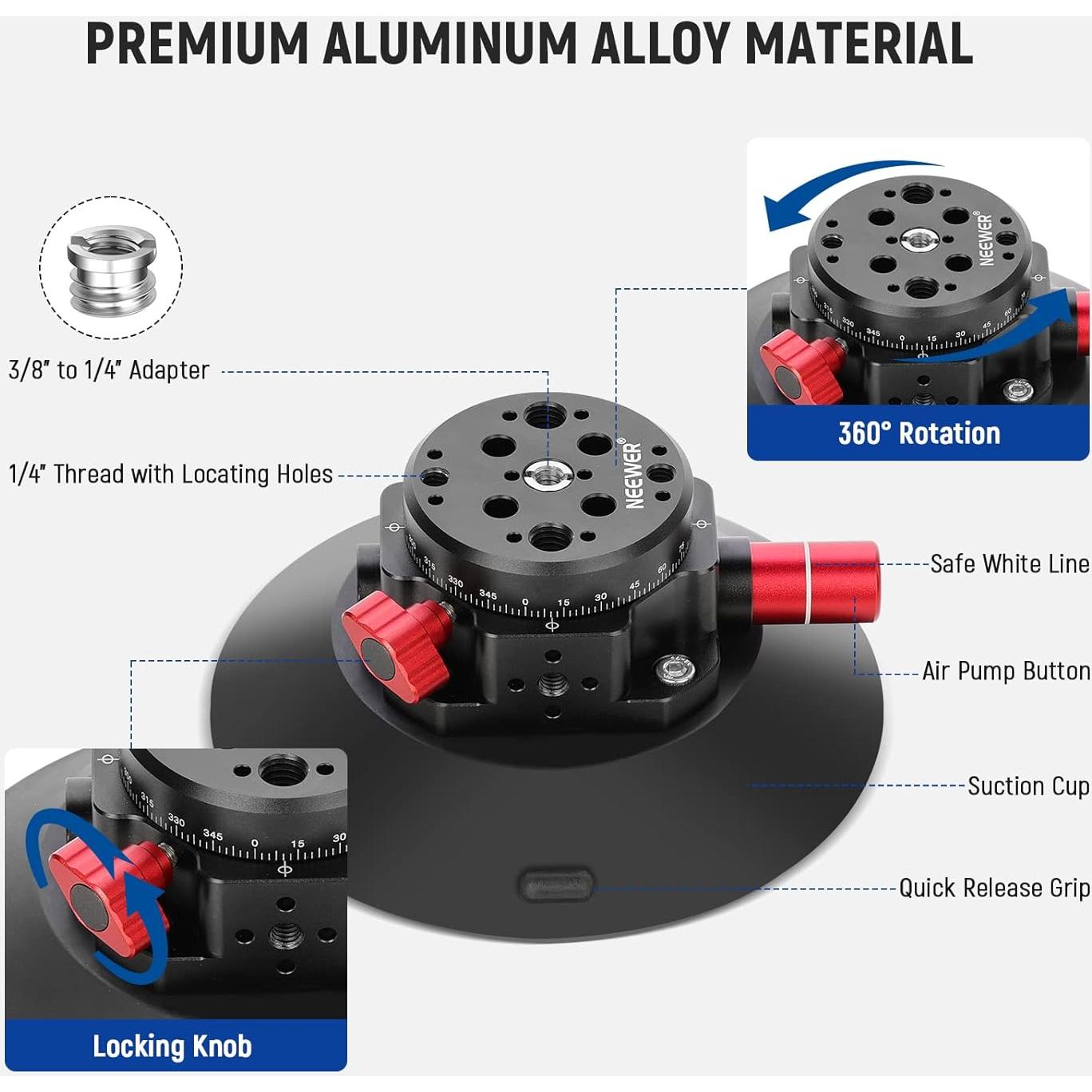 Soporte de Ventosa NEEWER 15.2cm con Brazo Mágico 28cm