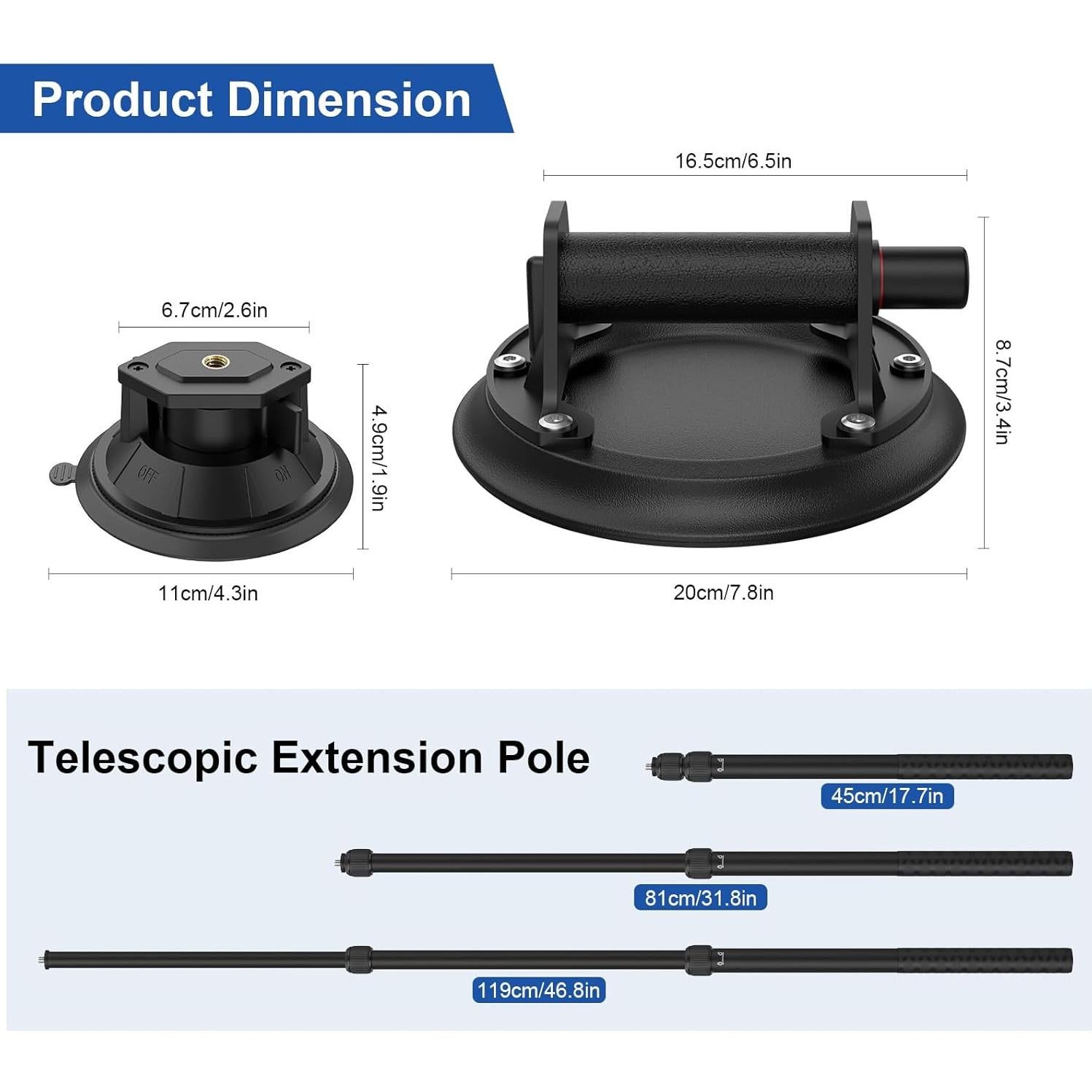 Soporte para coche con triple ventosa Anautin para cámaras 360