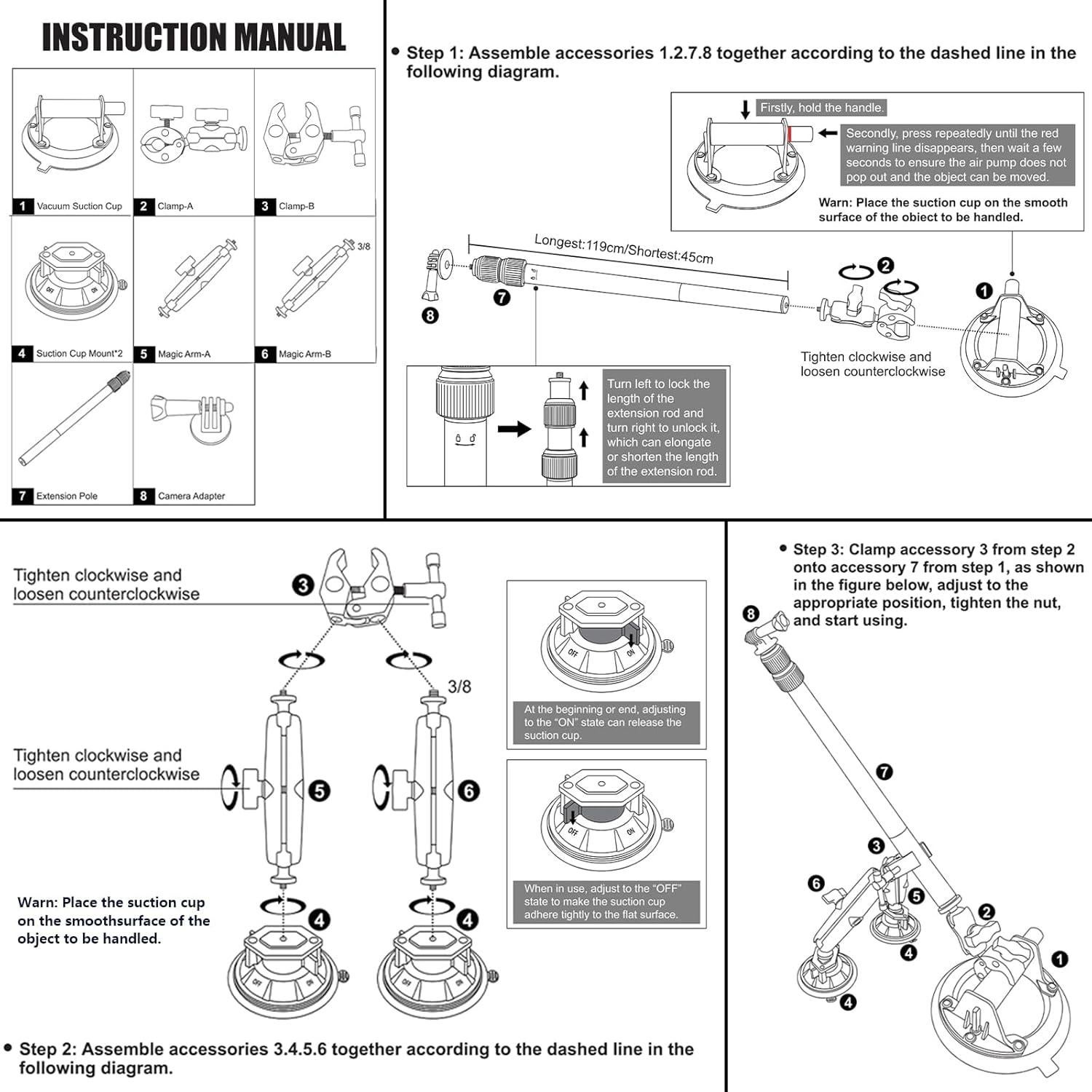 Soporte para coche con triple ventosa Anautin para cámaras 360