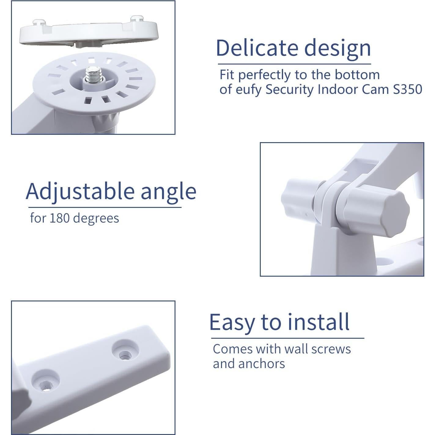 Soporte Ajustable para Cámara Eufy Security Indoor Cam S350 - Blanco