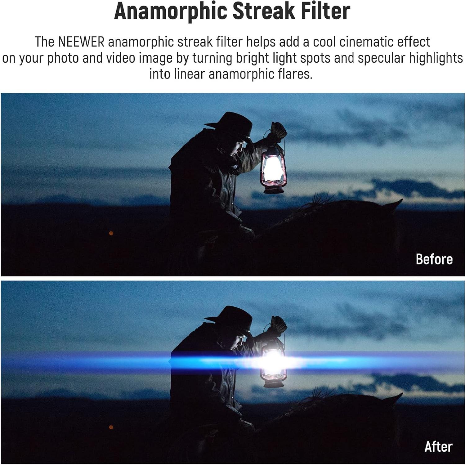 Filtro Anamórfico NEEWER 55 mm Efecto Destello HD