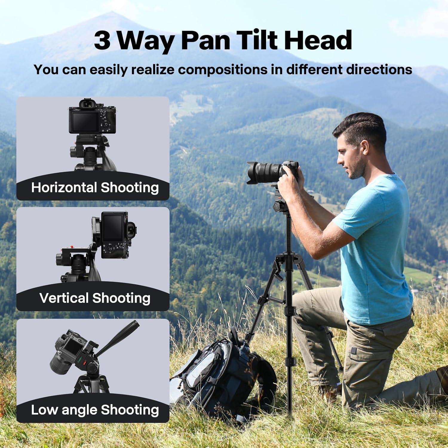 Mini Trípode de Aluminio Kalofaye 63.5 cm para Cámara y Teléfono