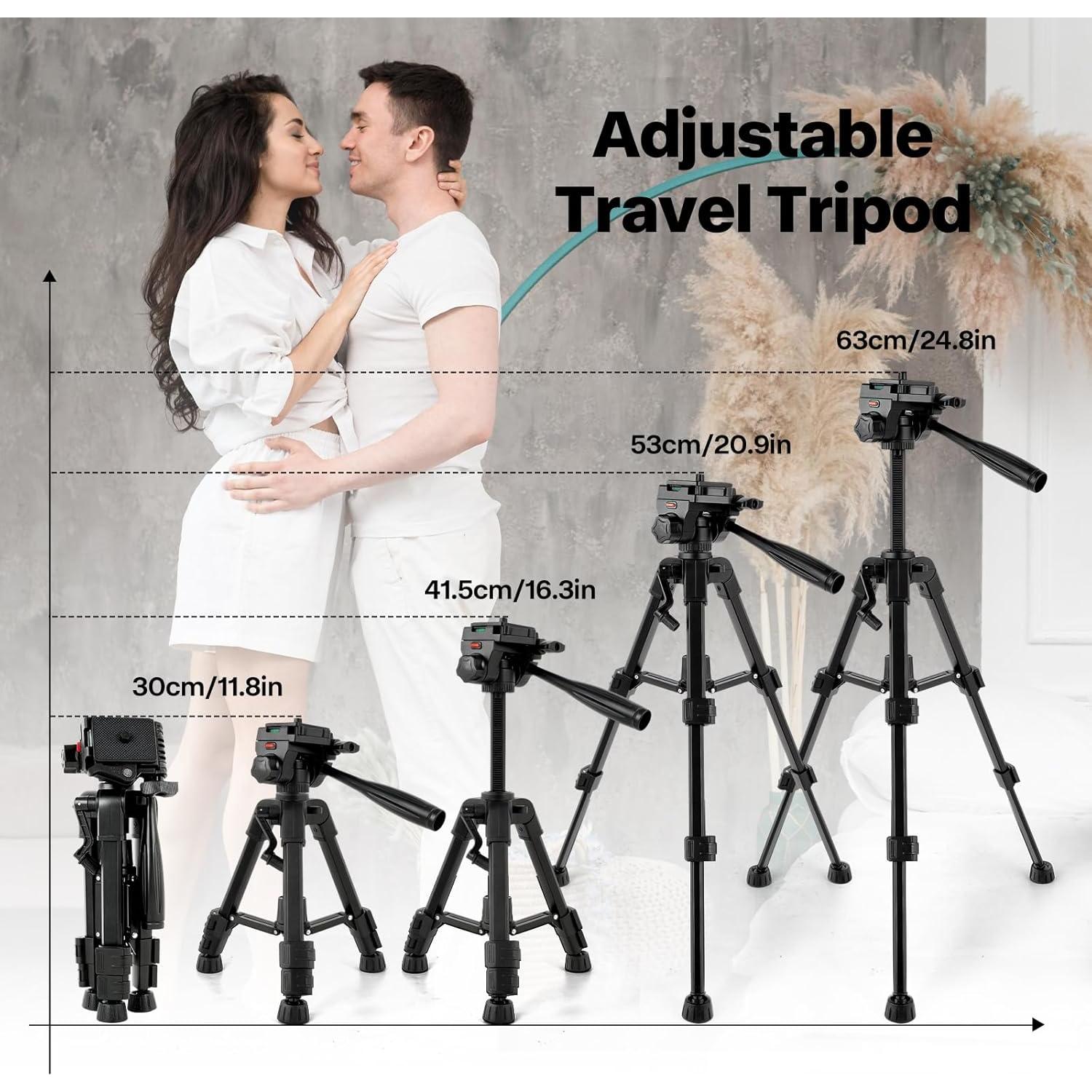 Mini Trípode de Aluminio Kalofaye 63.5 cm para Cámara y Teléfono