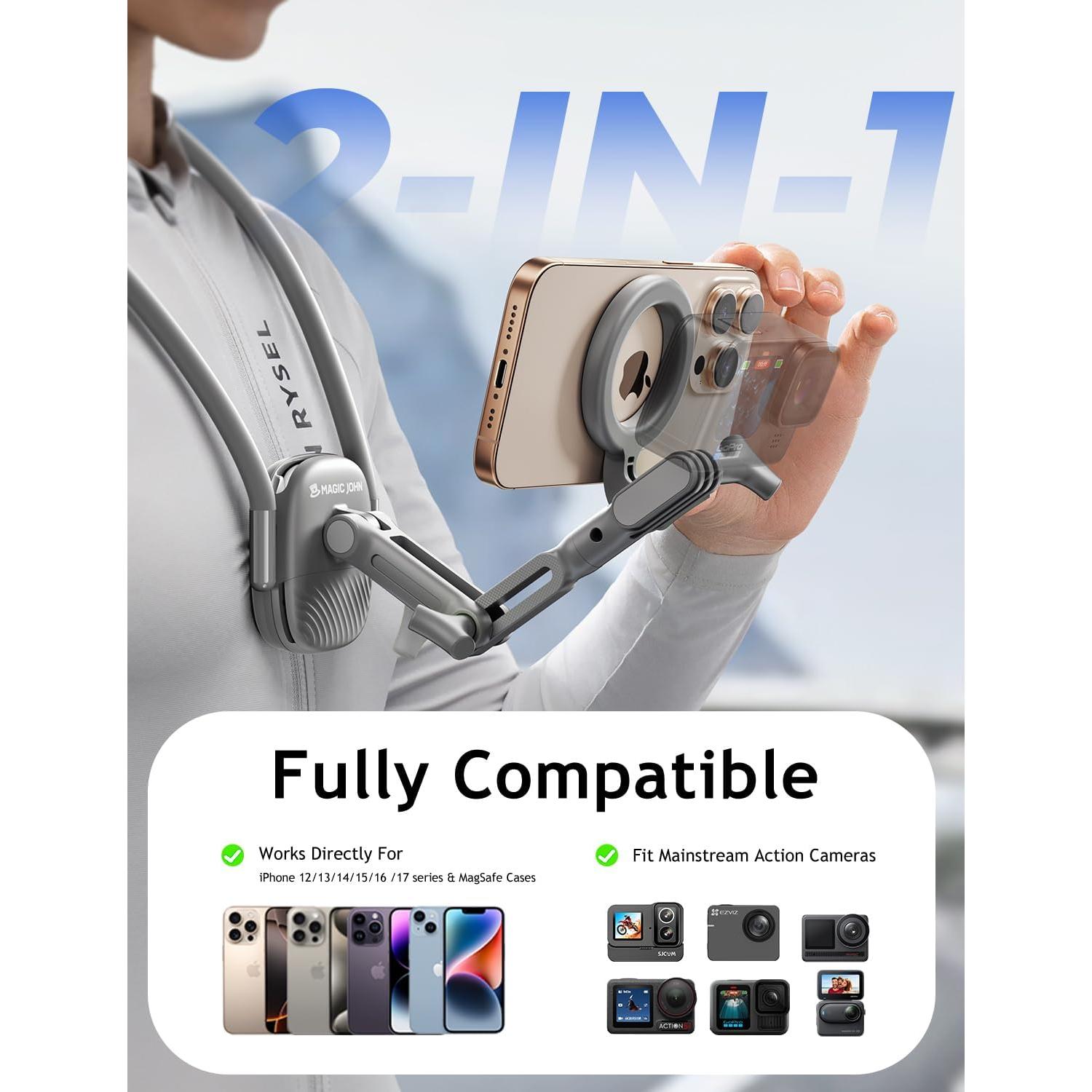 Soporte Magnético para Cuello MAGIC JOHN - Compatible con iPhone y GoPro