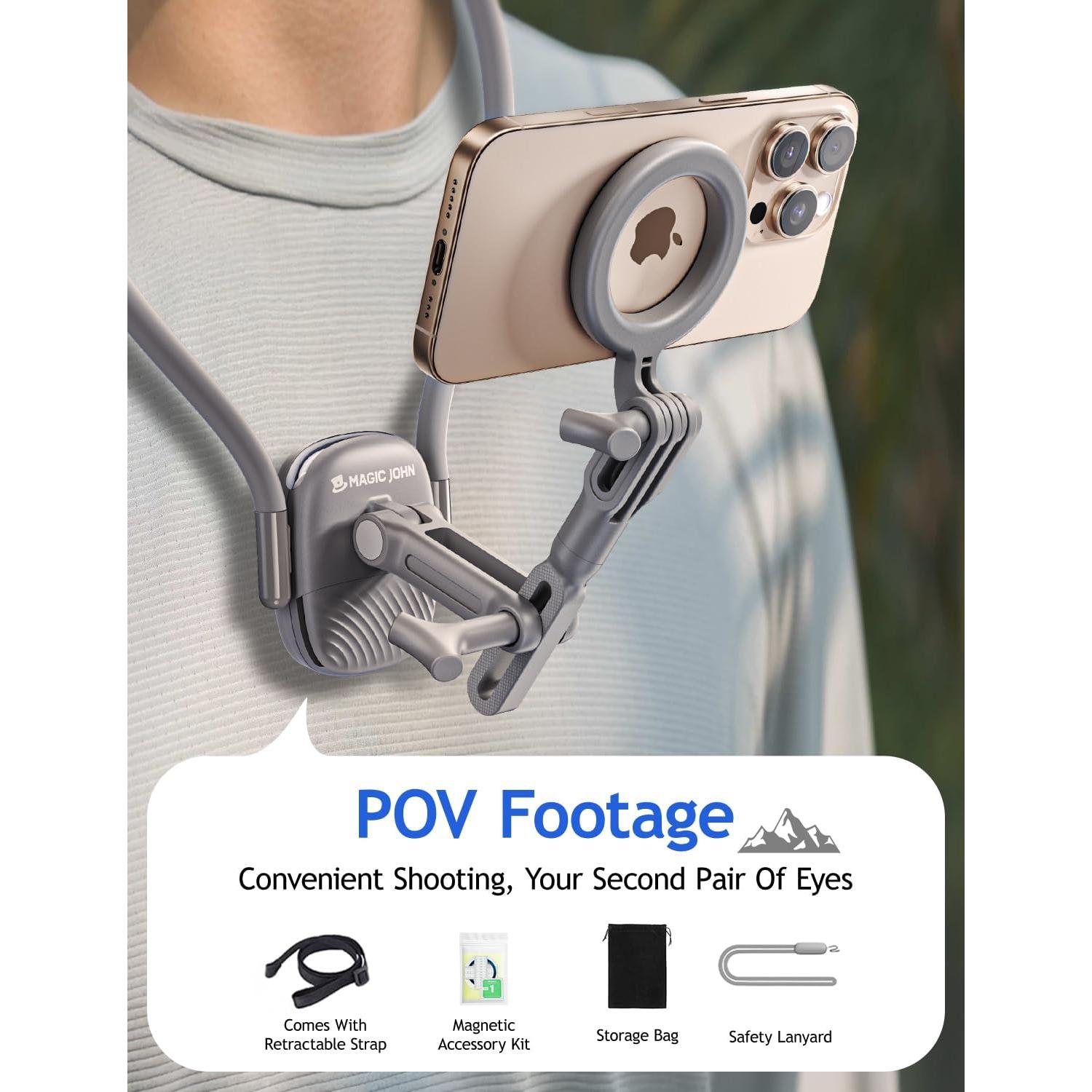 Soporte Magnético para Cuello MAGIC JOHN - Compatible con iPhone y GoPro
