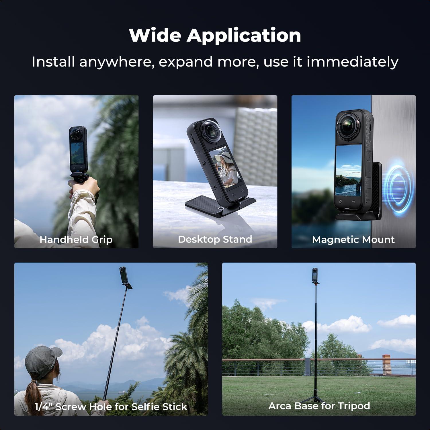 Soporte Magnético K&F Concept para Insta360 X5, Plegable, 1/4"