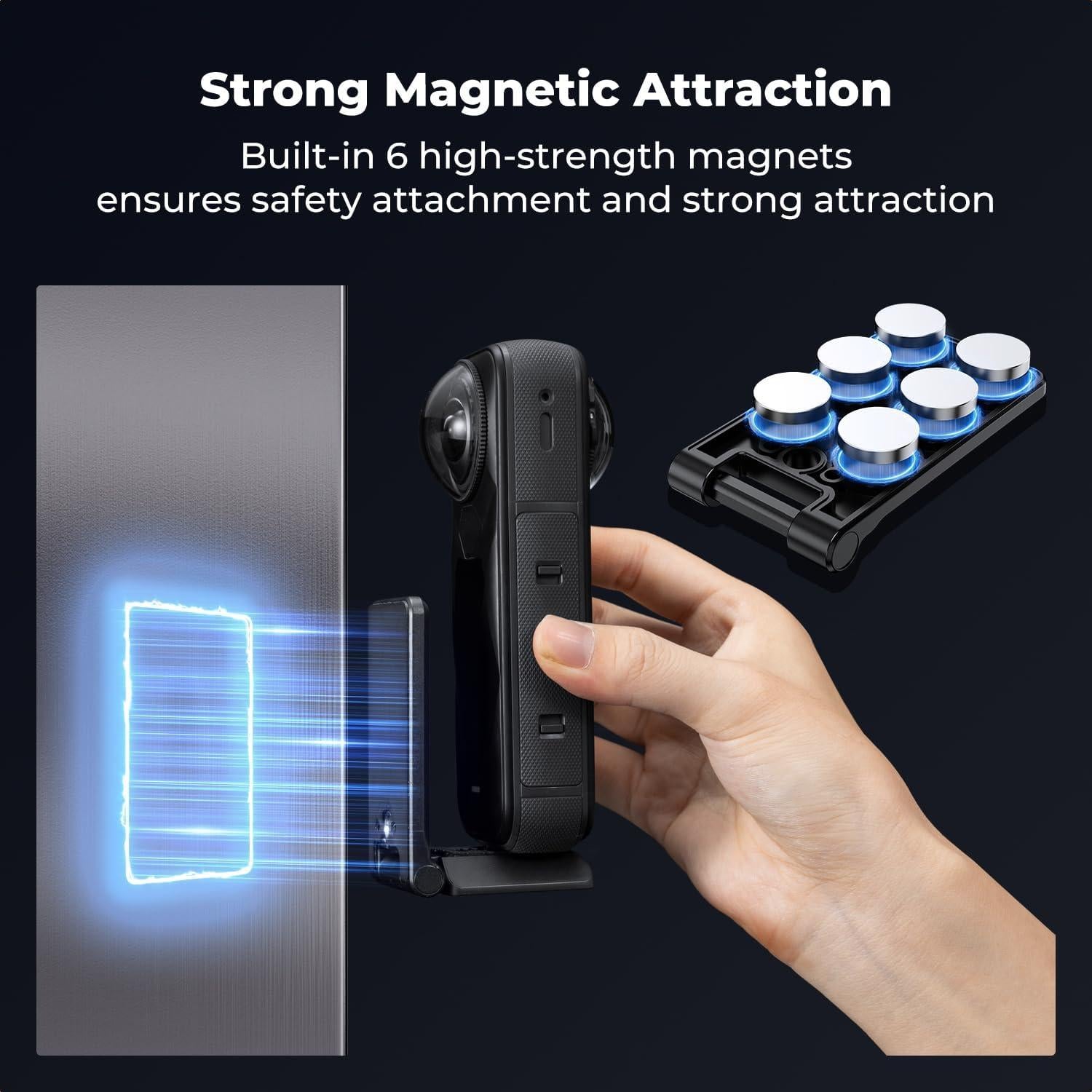 Soporte Magnético K&F Concept para Insta360 X5, Plegable, 1/4"