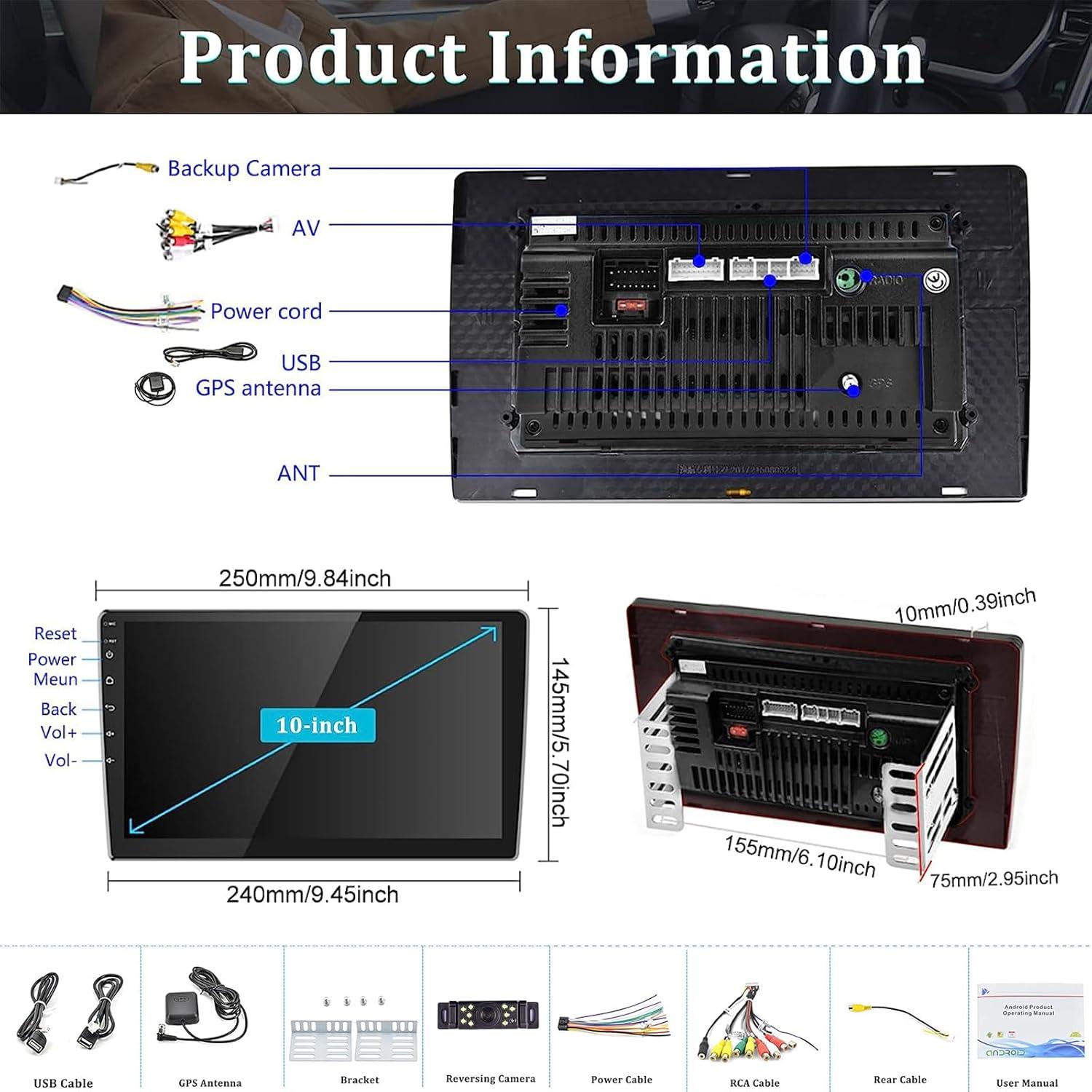 Estéreo de Coche Android 10" AMprime 1+32GB Bluetooth GPS