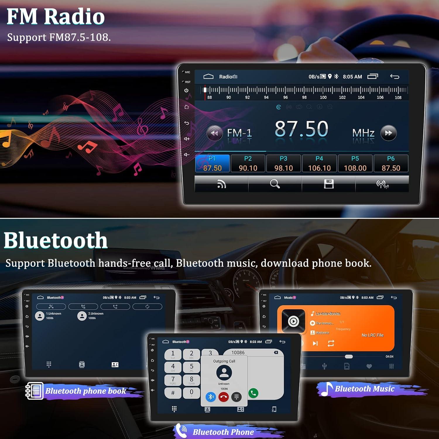 Estéreo de Coche Android 10" AMprime 1+32GB Bluetooth GPS
