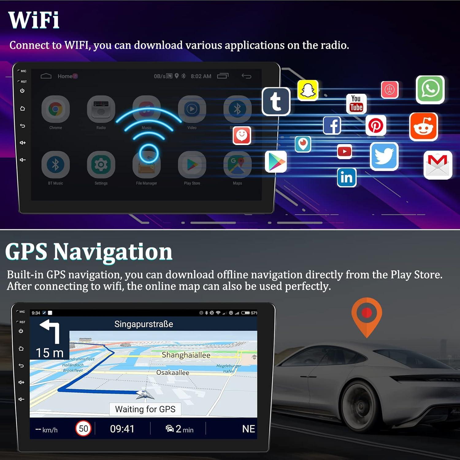 Estéreo de Coche Android 10" AMprime 1+32GB Bluetooth GPS