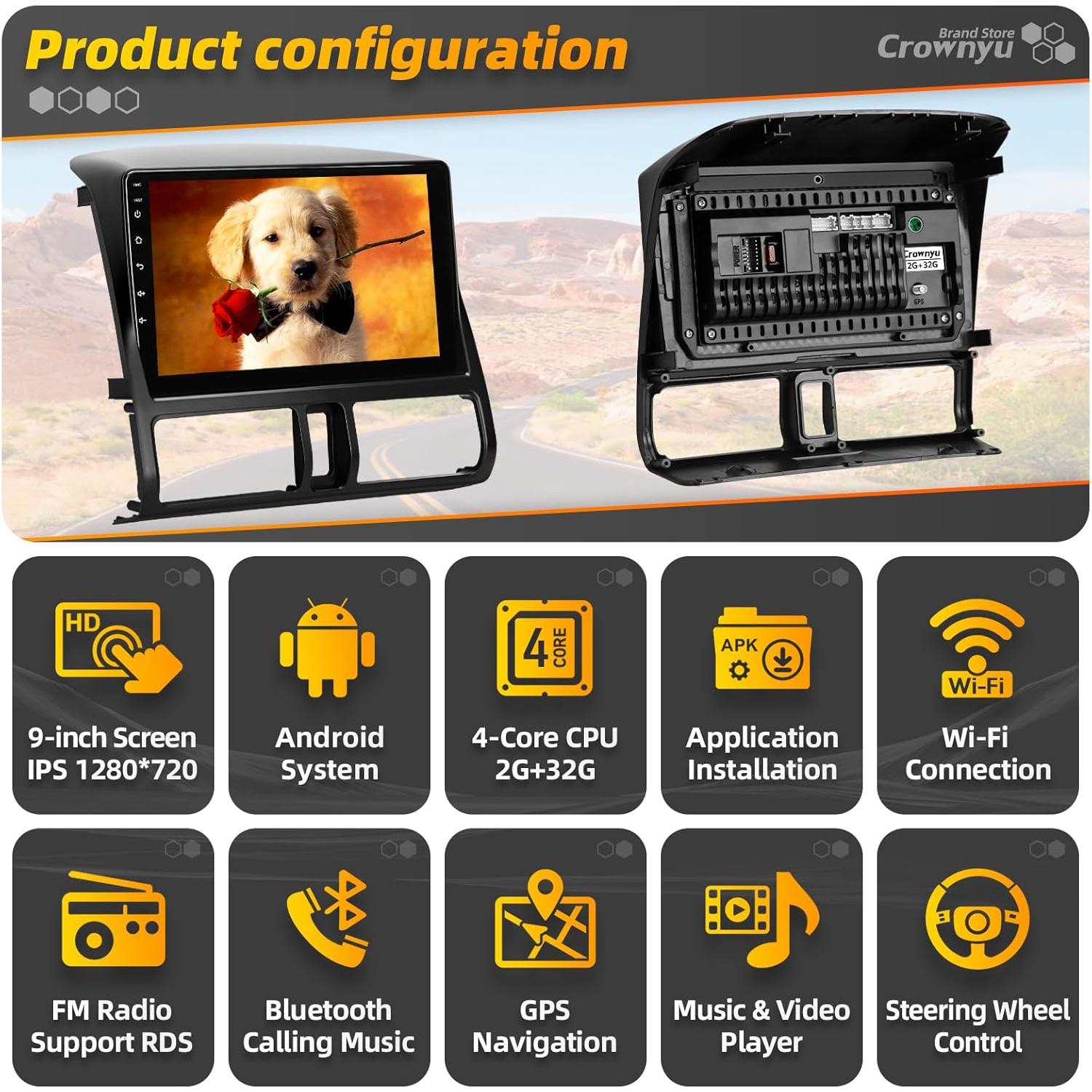 Estéreo de Coche Crownyu para CRV 2002-2006, Pantalla 9"