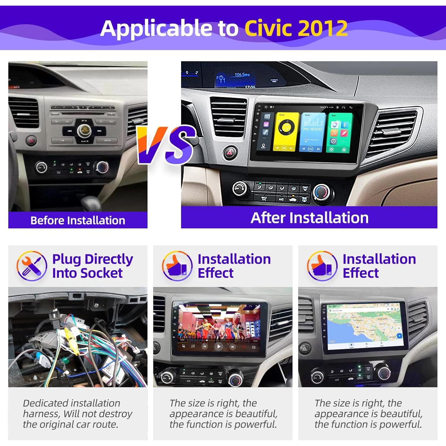 Estéreo Android 9" para Honda CIVIC 2012 Carplay y GPS