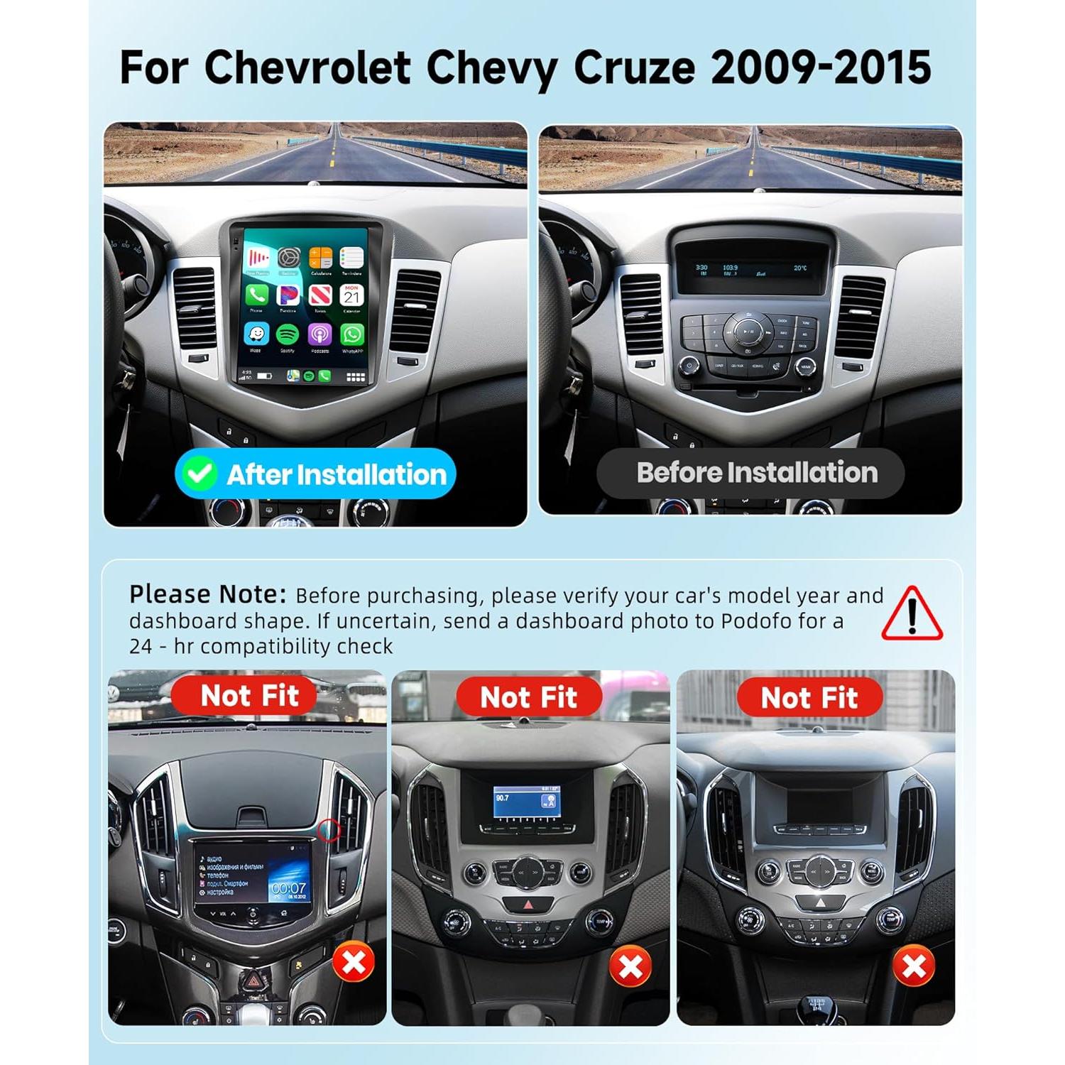 Estéreo de Coche Android Podofo 9.7" para Chevrolet Cruze 2009-2015