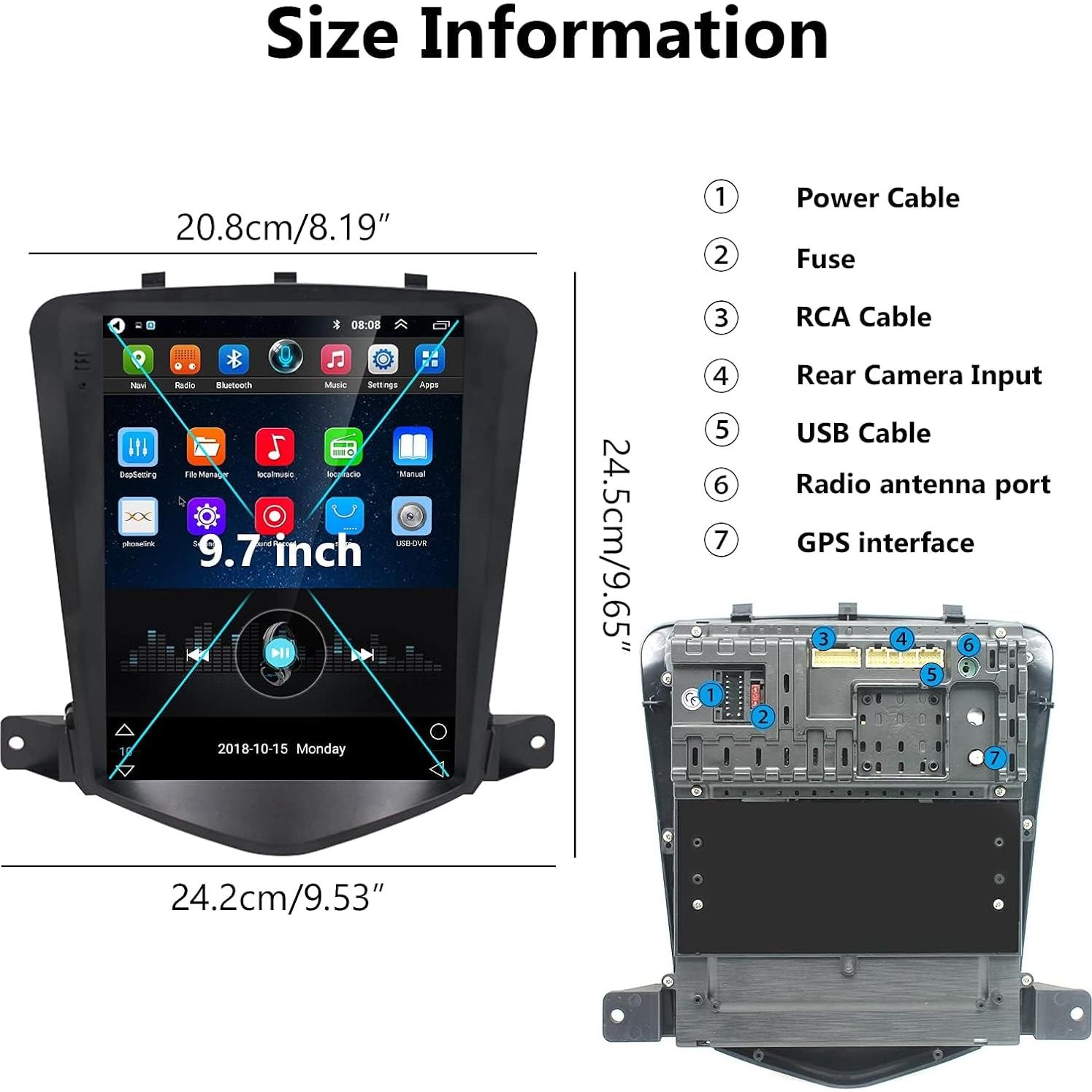 Estéreo de Coche Android Podofo 9.7" para Chevrolet Cruze 2009-2015