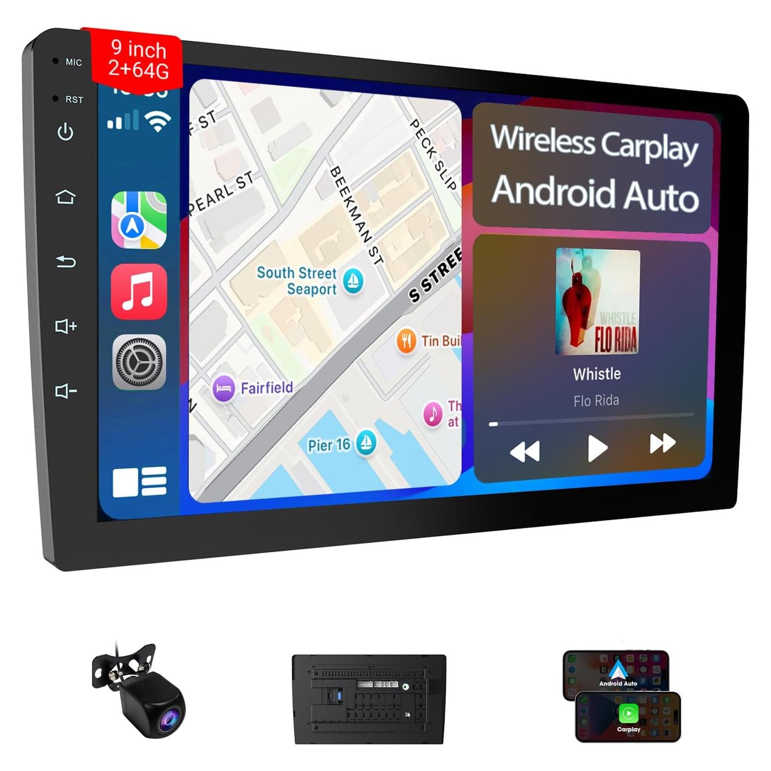 Estéreo de Coche Double Din 9" Haudio con CarPlay y Android Auto