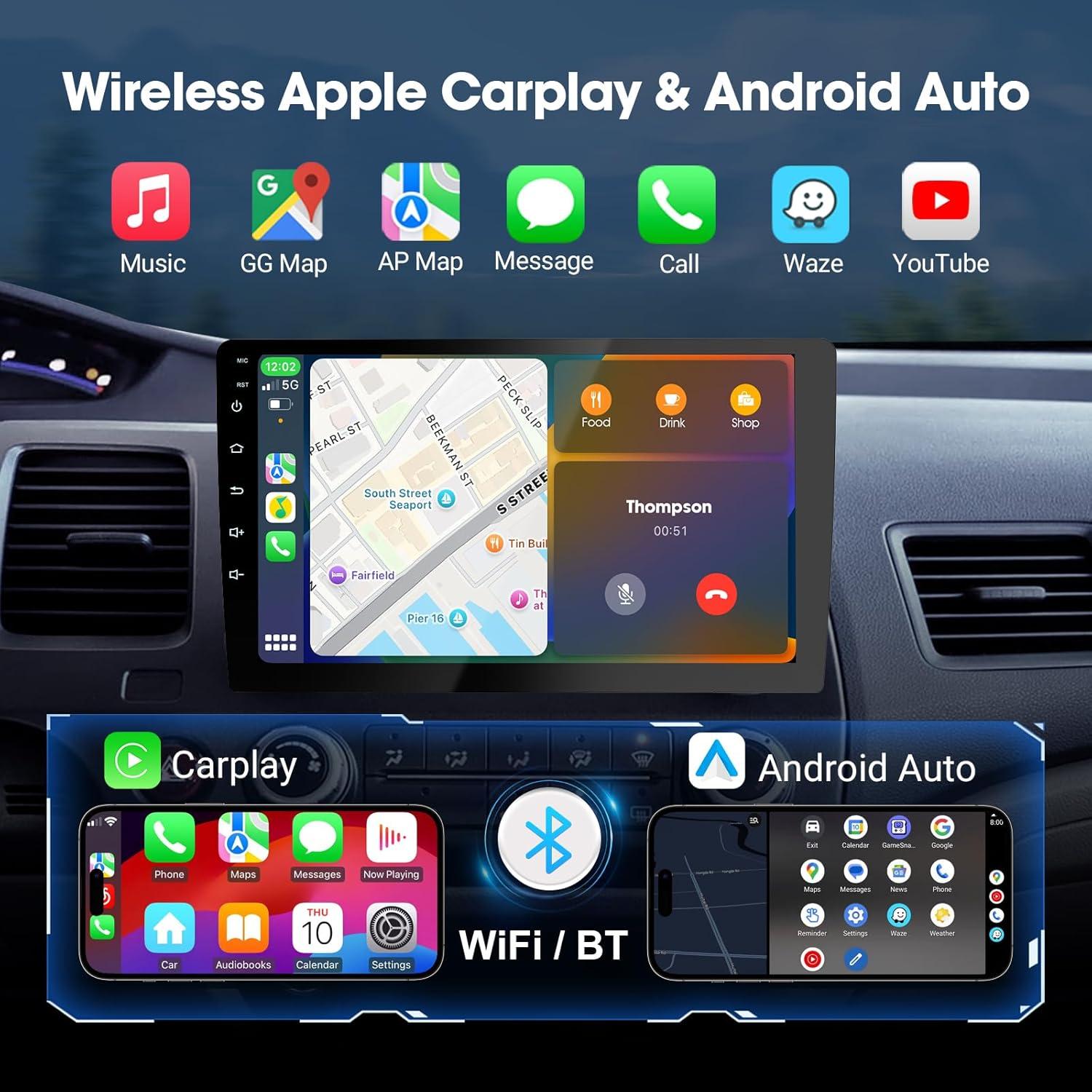 Estéreo de Coche Double Din 9" Haudio con CarPlay y Android Auto