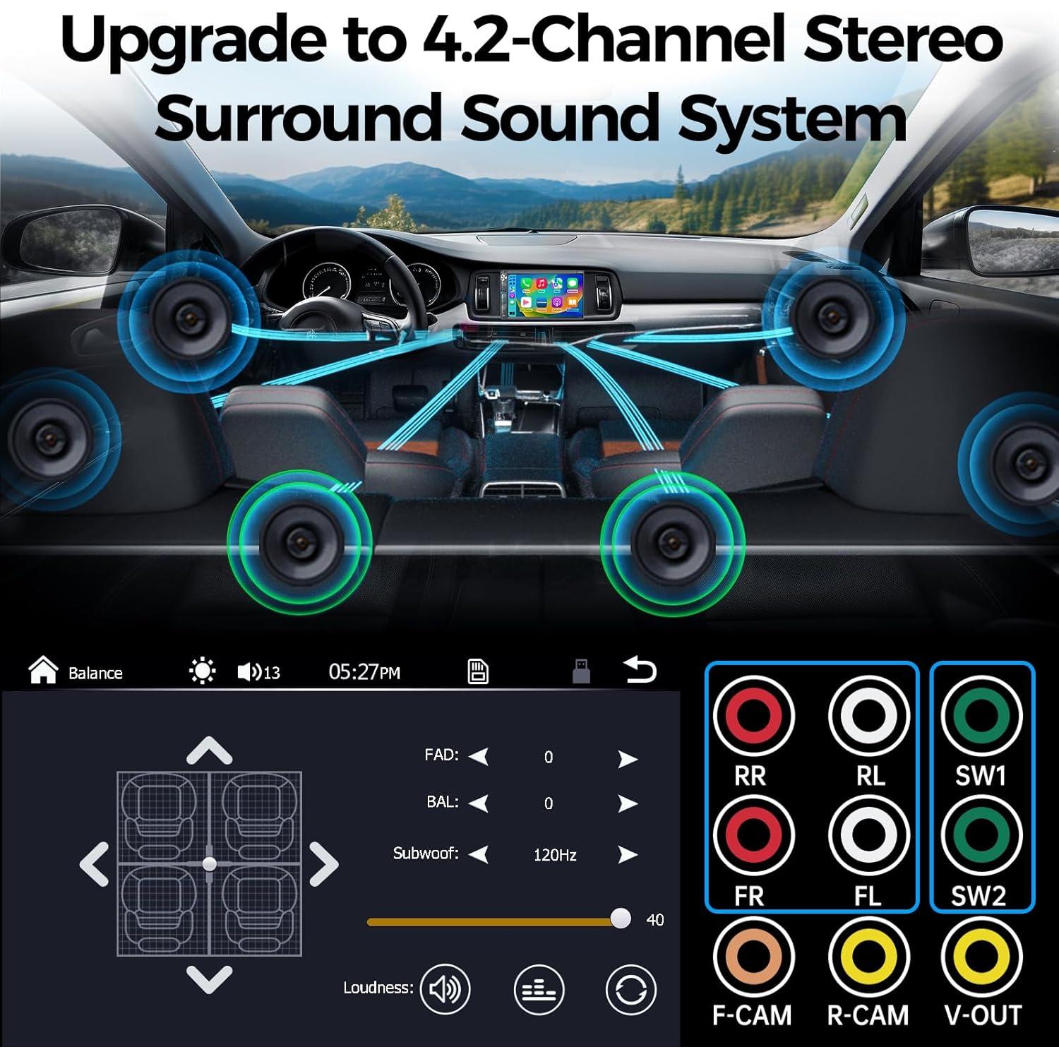 Estéreo Doble Din SJOYBRING 7" con CarPlay y Android Auto