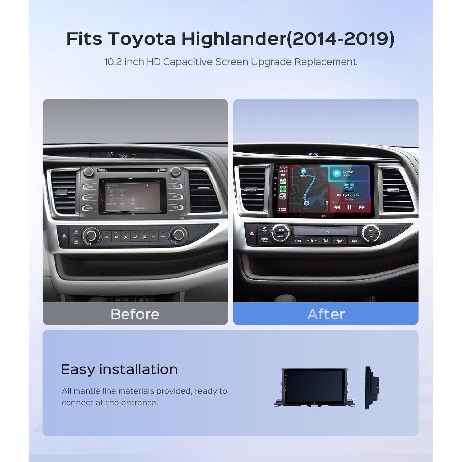 Estéreo de Coche RUICAR 10.2" para Toyota Highlander 2014-2019