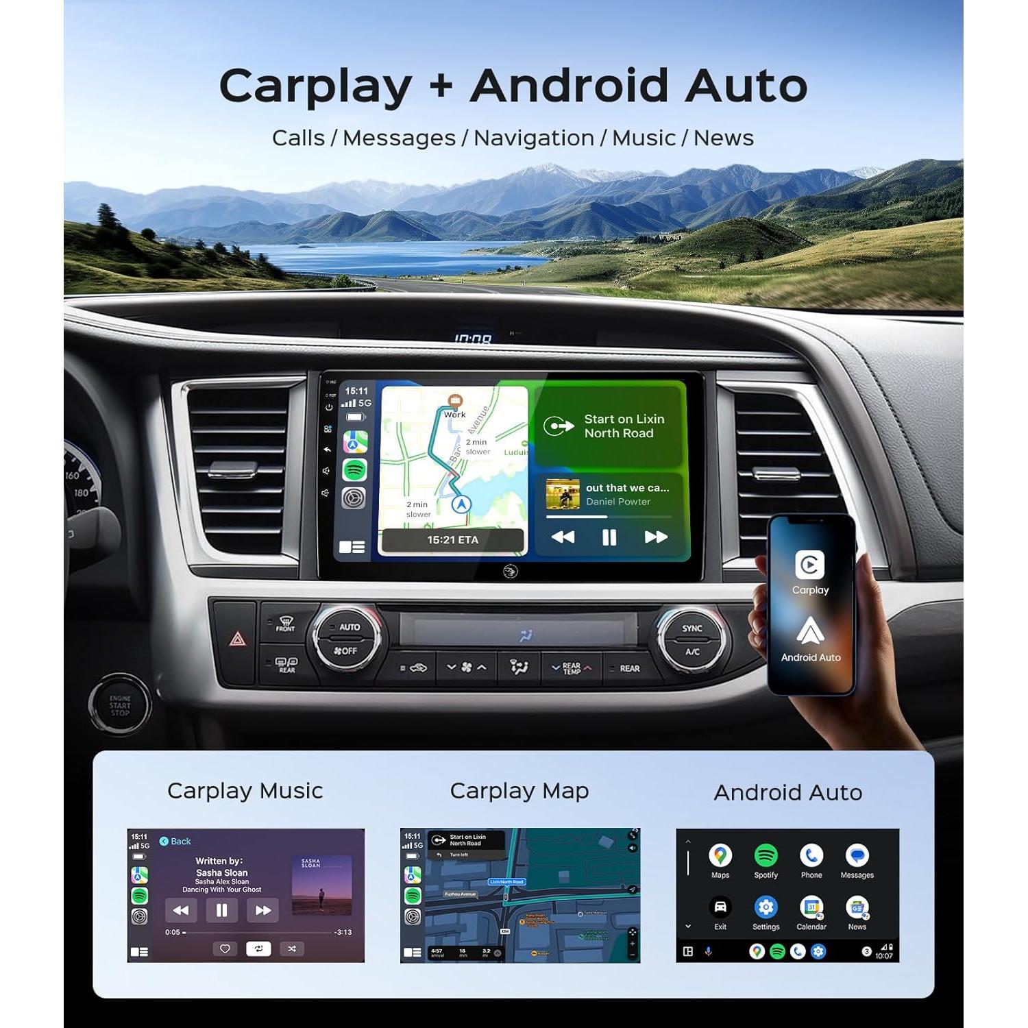 Estéreo de Coche RUICAR 10.2" para Toyota Highlander 2014-2019