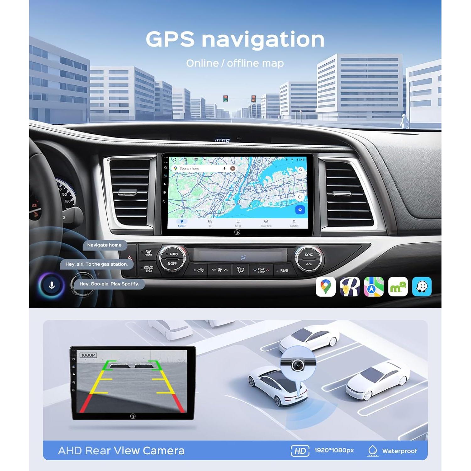 Estéreo de Coche RUICAR 10.2" para Toyota Highlander 2014-2019