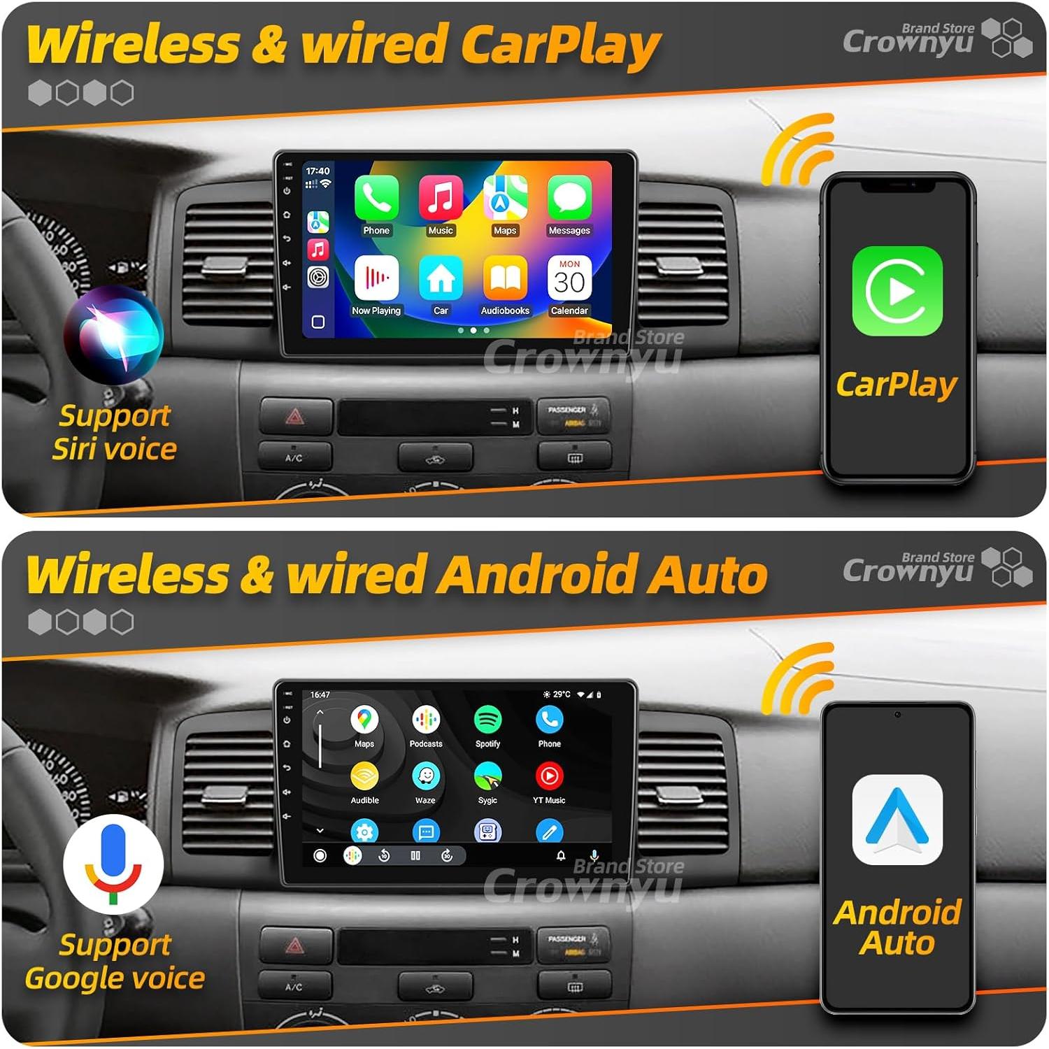 Radio Android 12 CROWNYU para Toyota Corolla 2004-2008 9"
