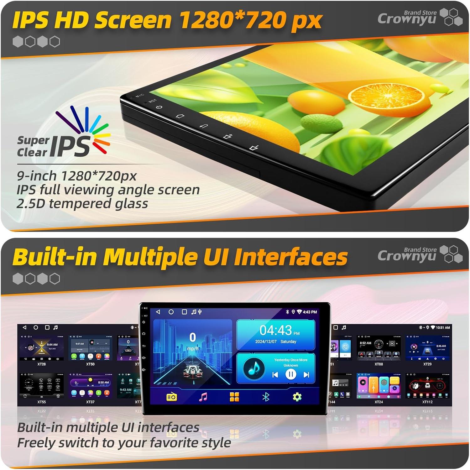 Radio Android 12 CROWNYU para Toyota Corolla 2004-2008 9"